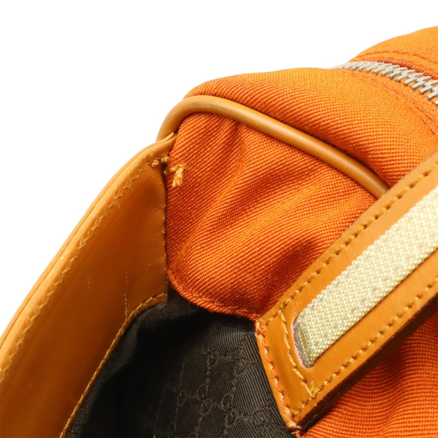 Gucci Beige Camel Orange Canvas Leather Handbag Shoulder Bag Tote Bag ( )