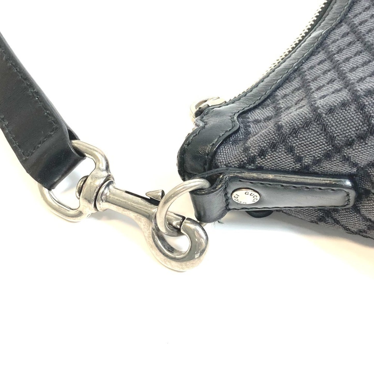 Gucci Diamante Black Gray Canvas Shoulder Bag ( )