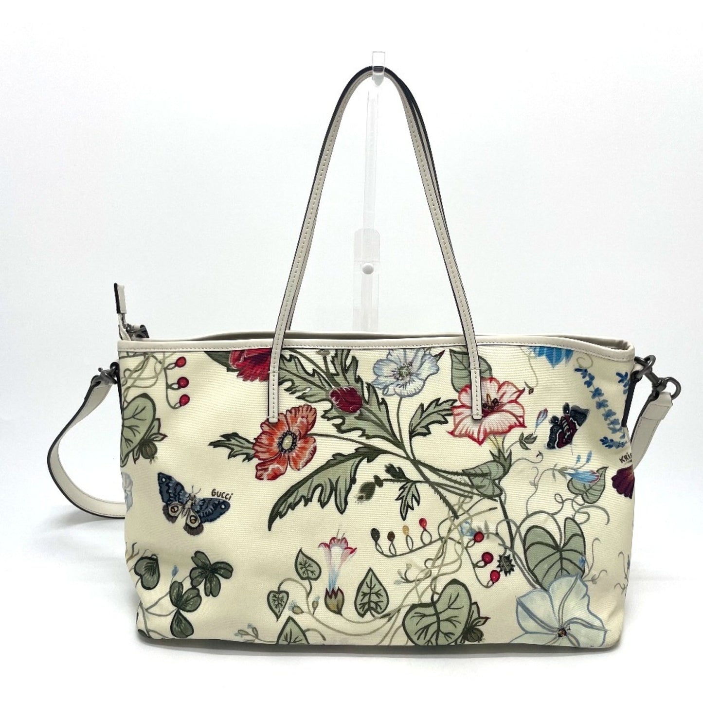 Gucci Ivory Multi-Color Leather Pvc Shoulder Bag Tote Bag ( )