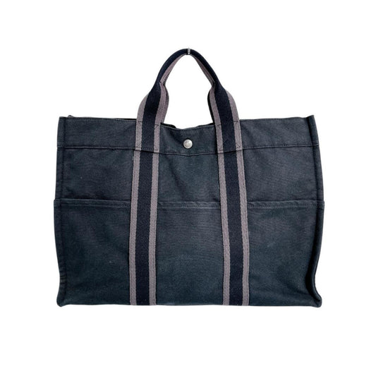 Hermes Her Line Black Canvas Tote Bag ( )