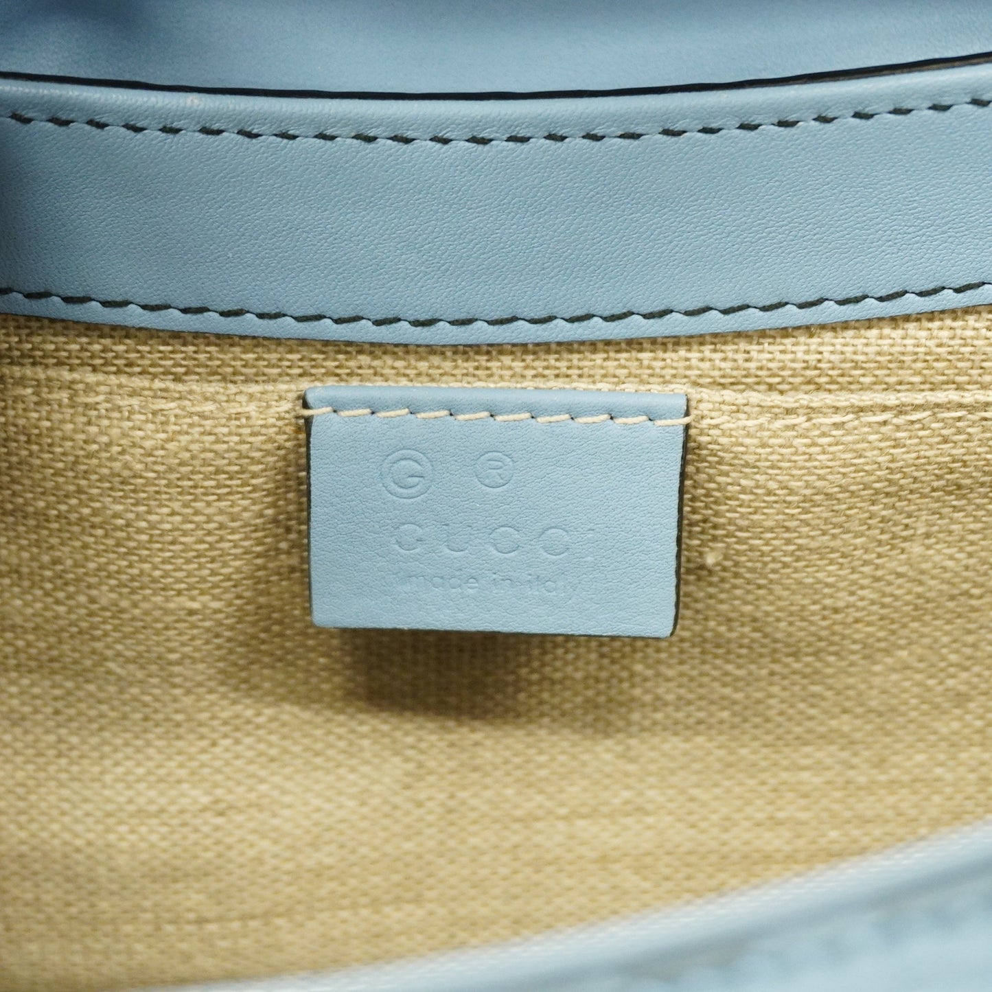 GUCCI Auth  Micro GG Emily 449635 Women's Leather Shoulder Bag Light Blue