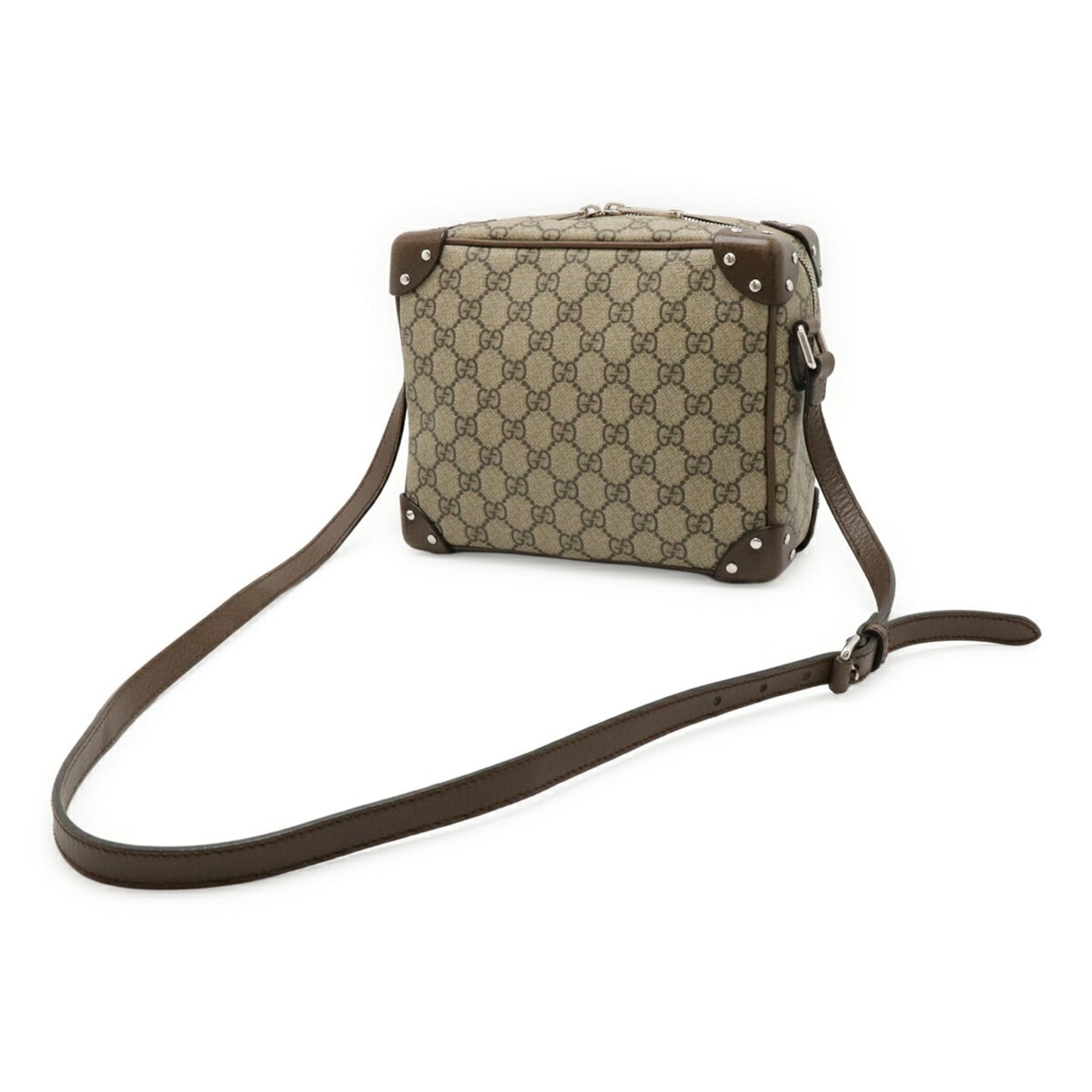 Gucci Beige Dark Brown Gg Supreme Leather Shoulder Bag ( )
