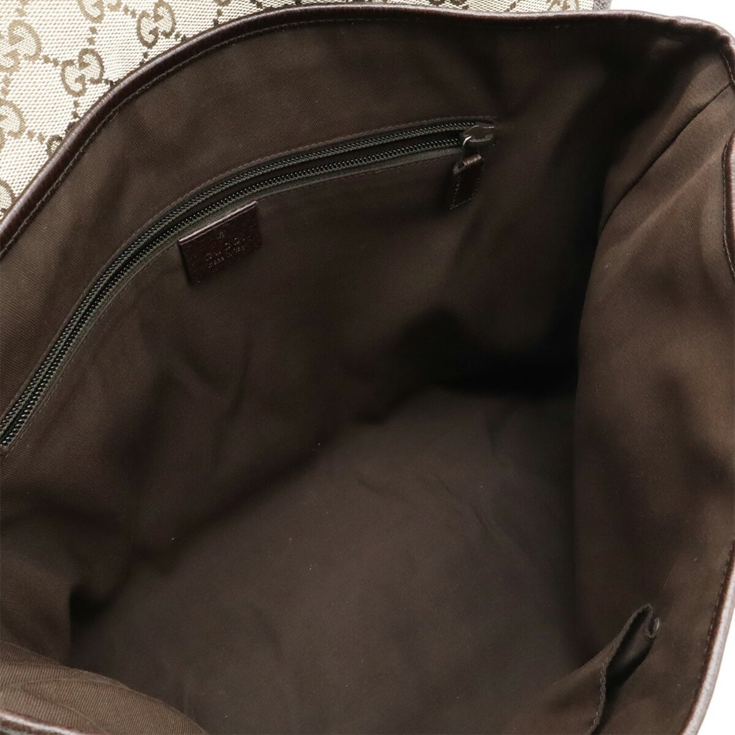 Gucci Beige Dark Brown Khaki Gg Canvas Leather Shoulder Bag ( )