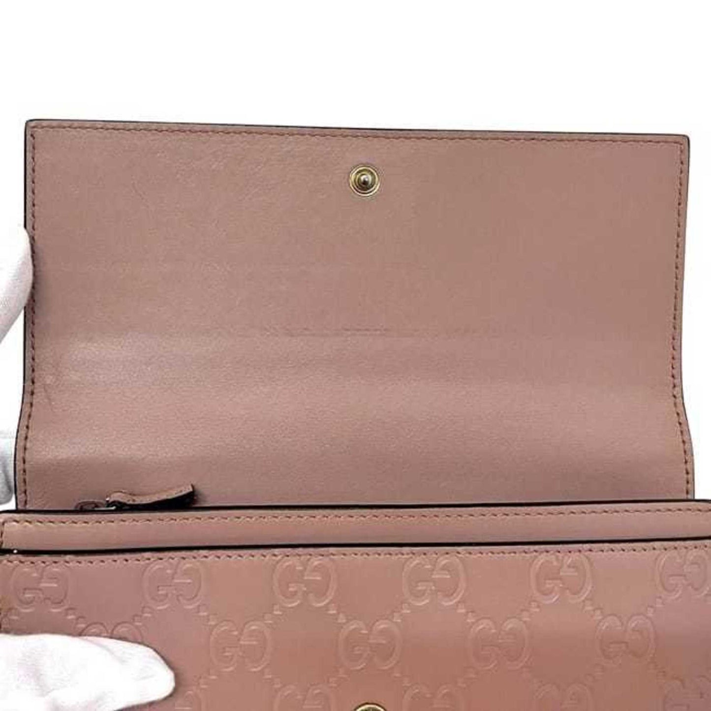 Gucci Beige Pink Leather Long Wallet (Bi-Fold) ( )