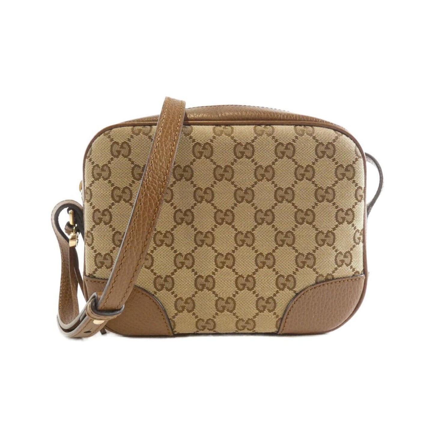 Gucci Beige Brown Gg Canvas Leather Shoulder Bag ( )