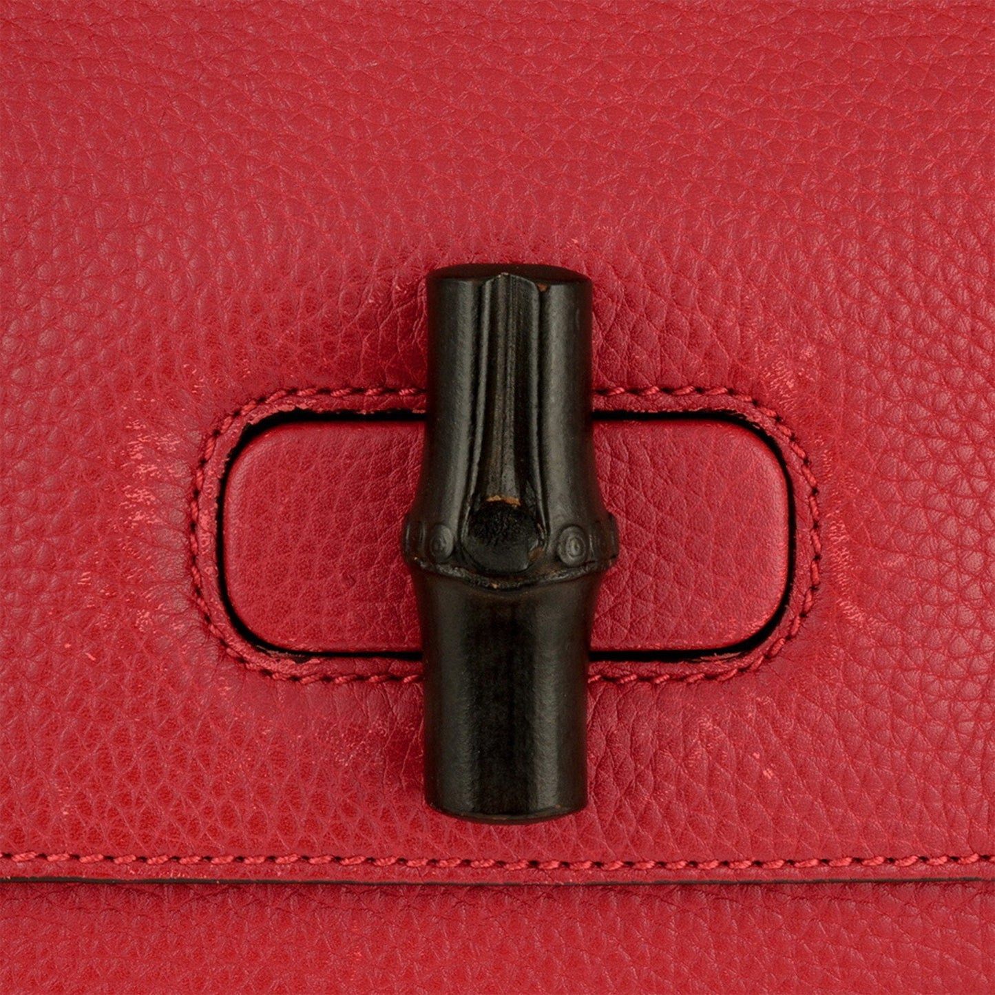 Gucci Daily Red Color Leather Bamboo Handbag ( )