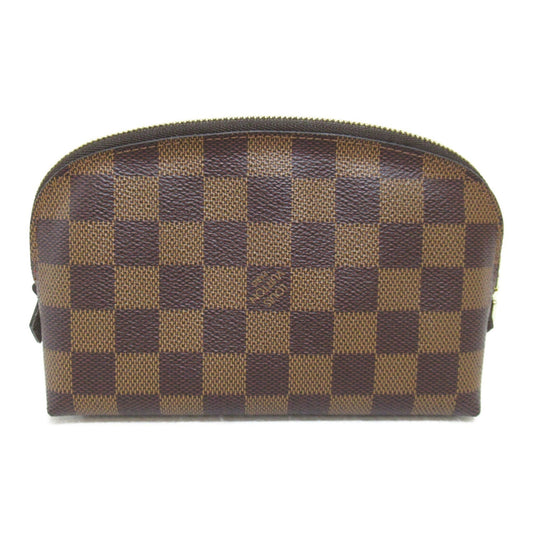LOUIS VUITTON Pochette Cosmetics Pouch Brown Damier PVC coated canvas Clutch