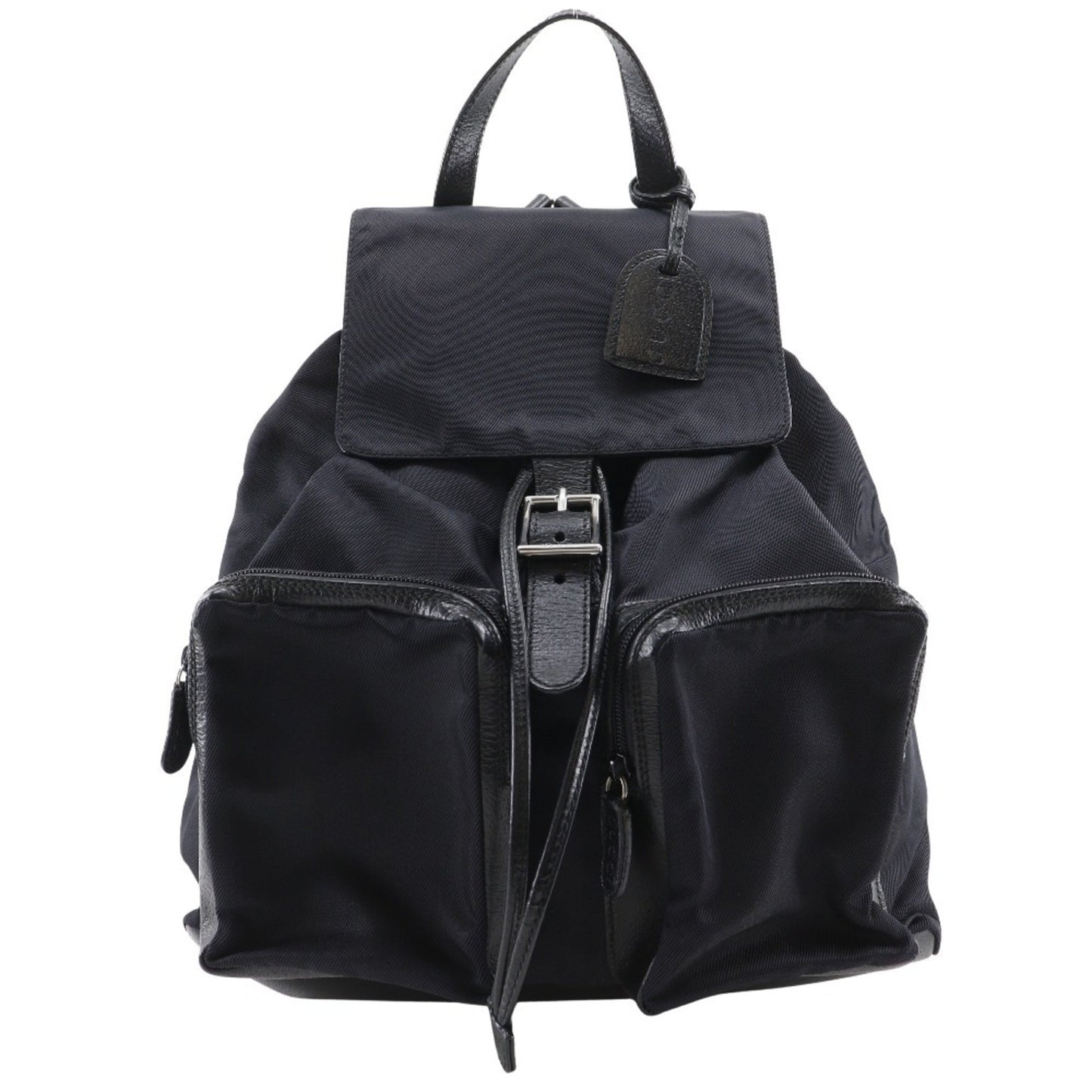 Gucci Black Nylon Canvas Leather Backpack ( )