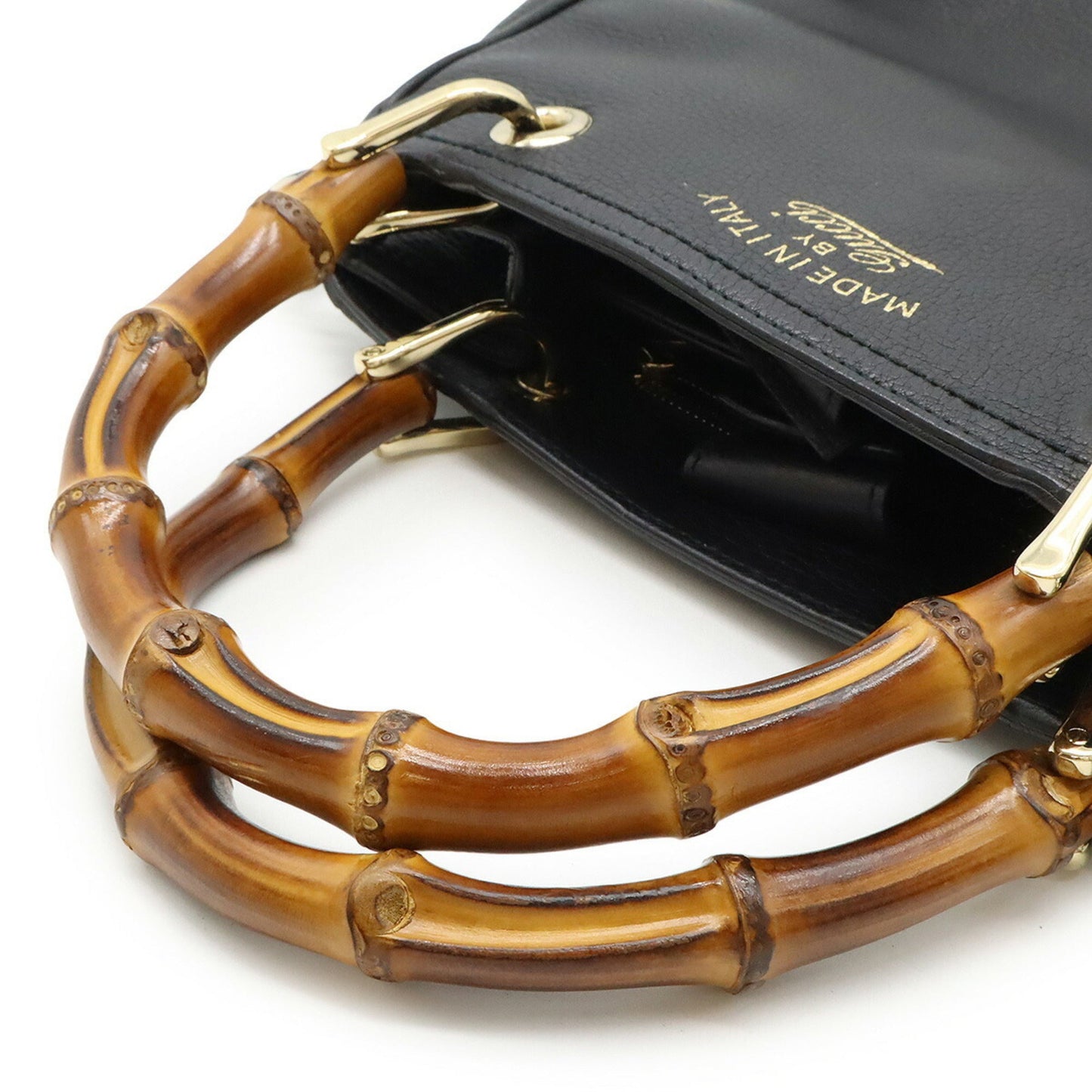 Gucci Black Bamboo Handbag Shoulder Bag Tote Bag ( )