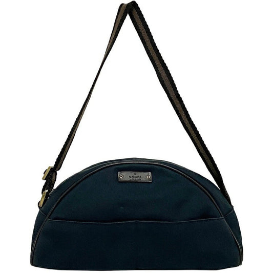 Gucci Shoulder Bag Black Micro GG 90781 Canvas Leather GUCCI Half Moon Handbag