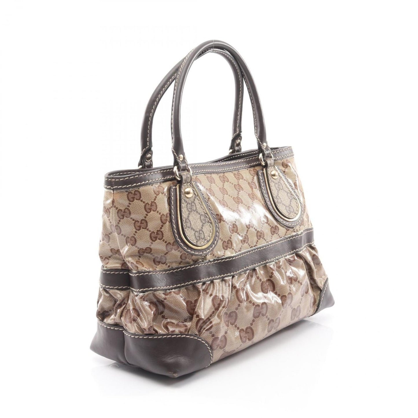 Gucci Beige Brown Pvc Leather Tote Bag ( )