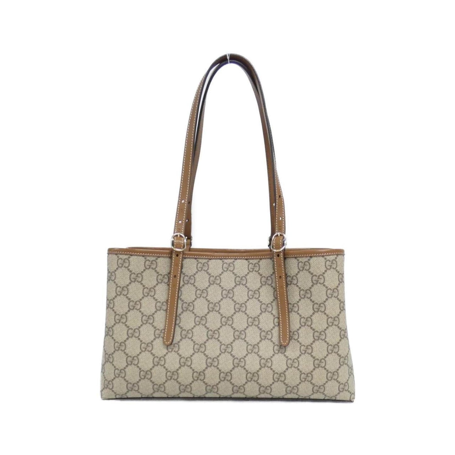 Gucci Beige Dark Brown Fabric Leather Handbag ( )
