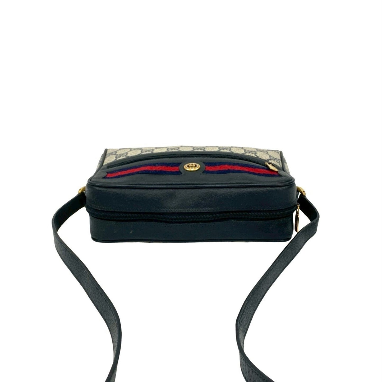 Gucci Navy Red Color Leather Pvc Pochette Shoulder Bag ( )