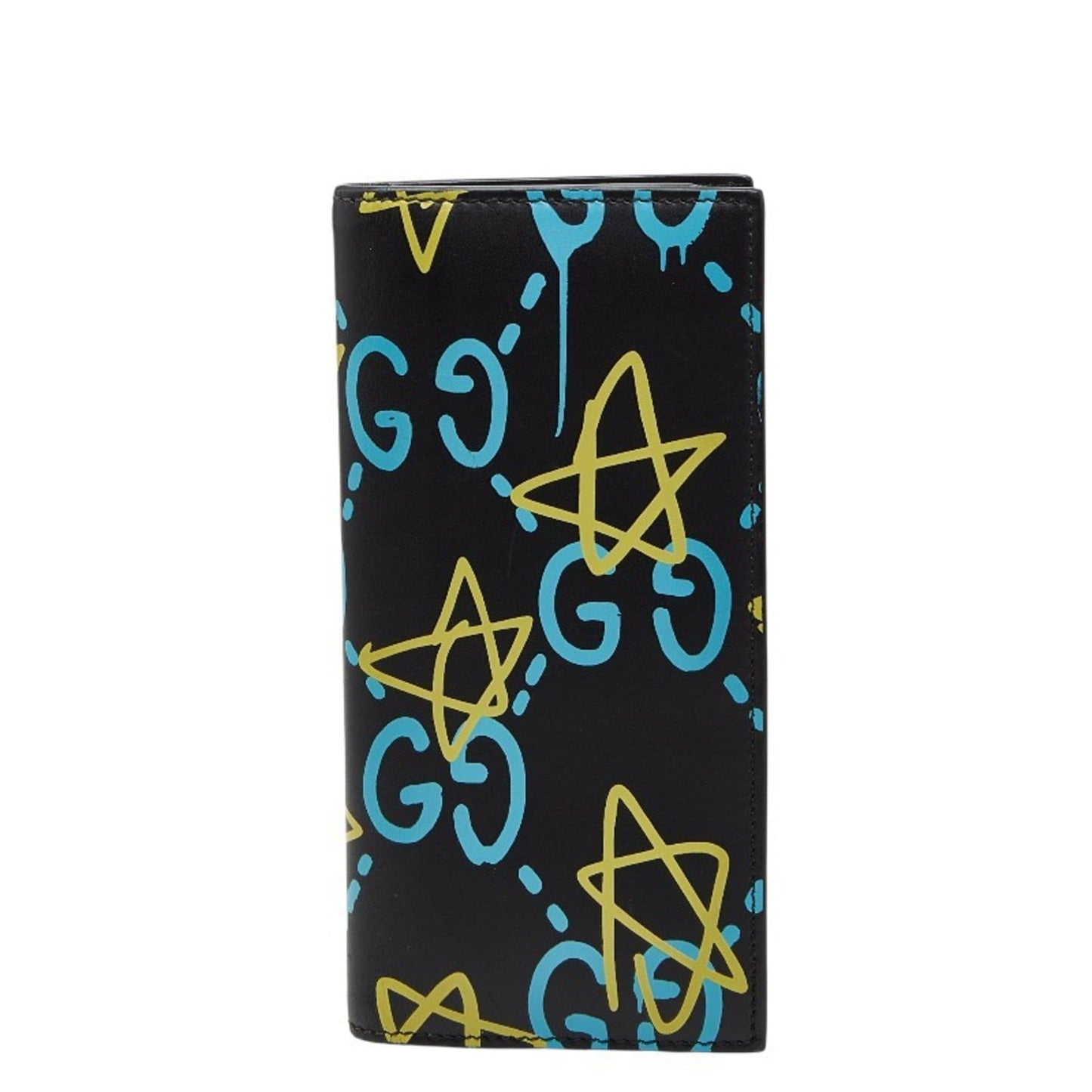 Gucci Black Blue Yellow Leather Long Wallet (Bi-Fold) ( )