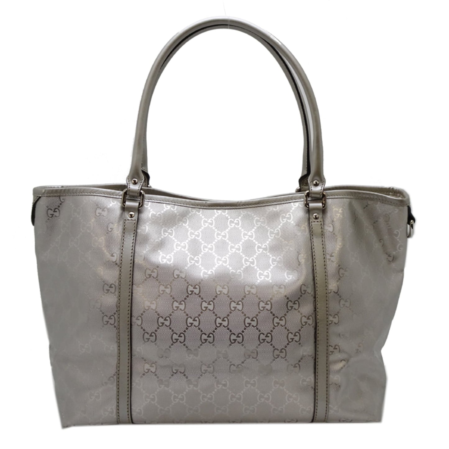 Gucci Silver Pvc Canvas Shoulder Bag Tote Bag ( )