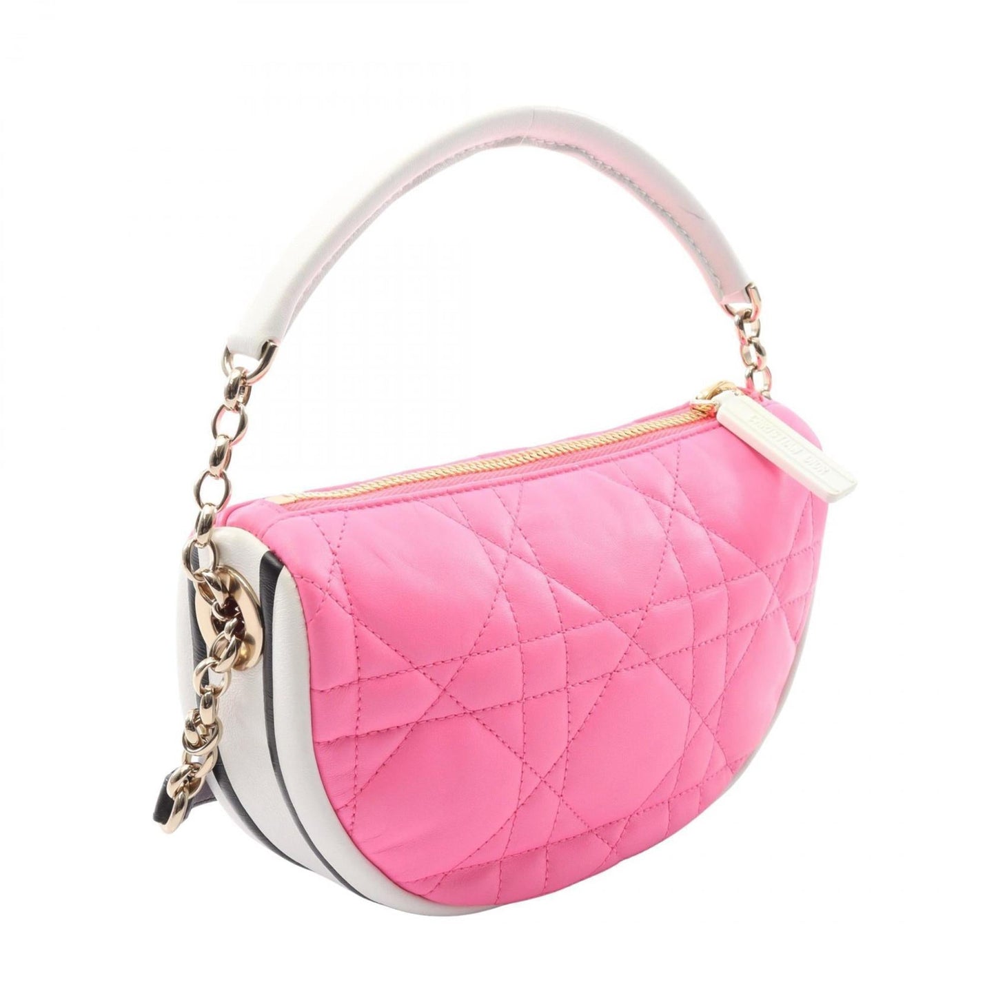 Christian Dior Black Pink White Leather Shoulder Bag ()