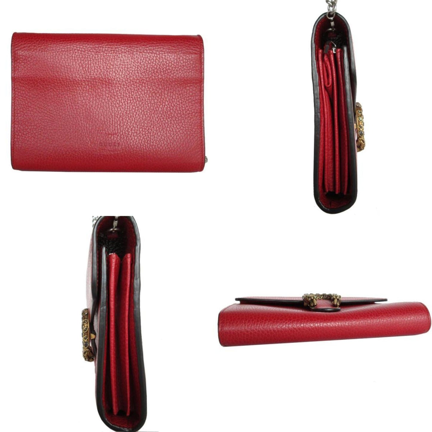 Gucci Red Color Leather Chain/Shoulder Wallet ( )