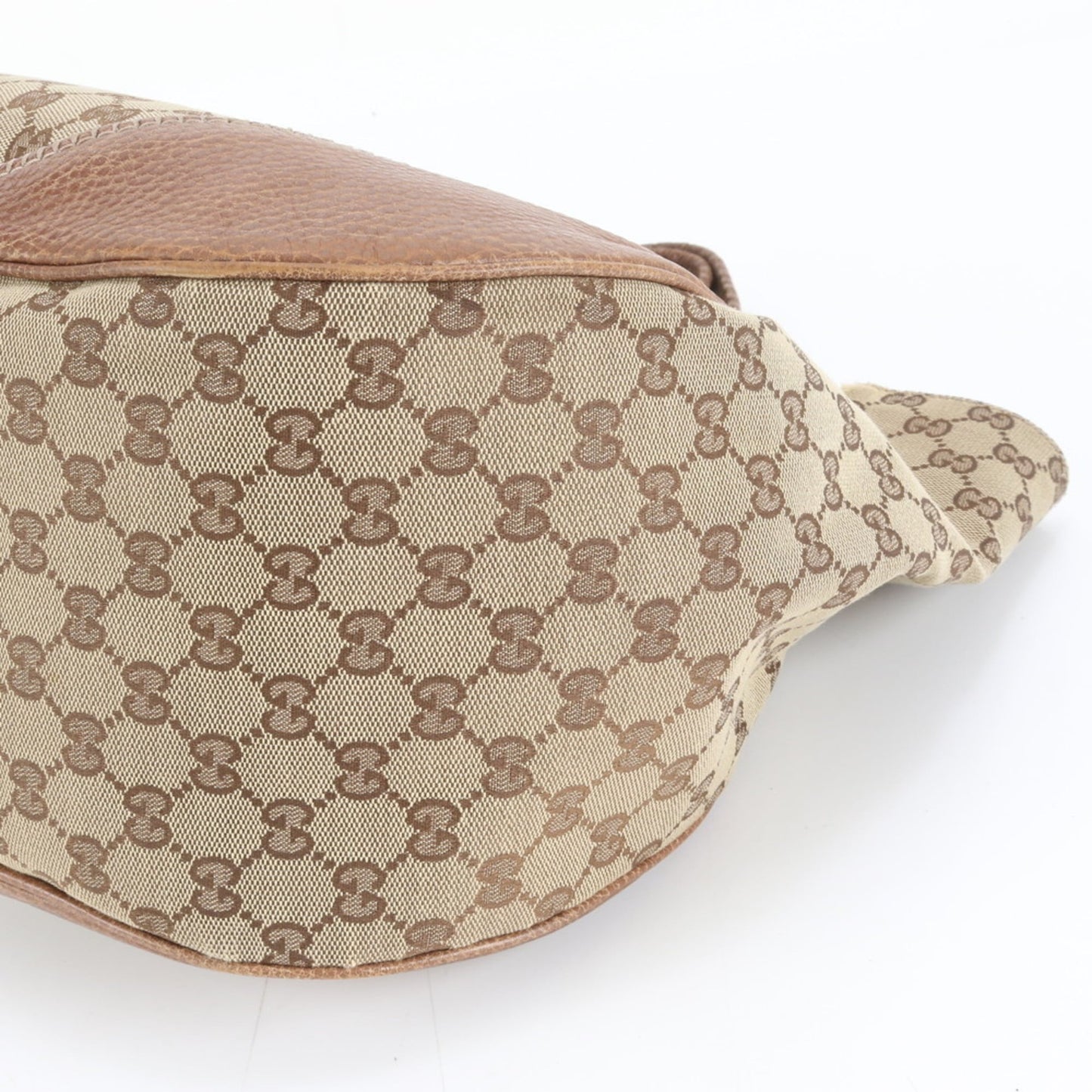Gucci Brown Leather Canvas Tote Bag ( )