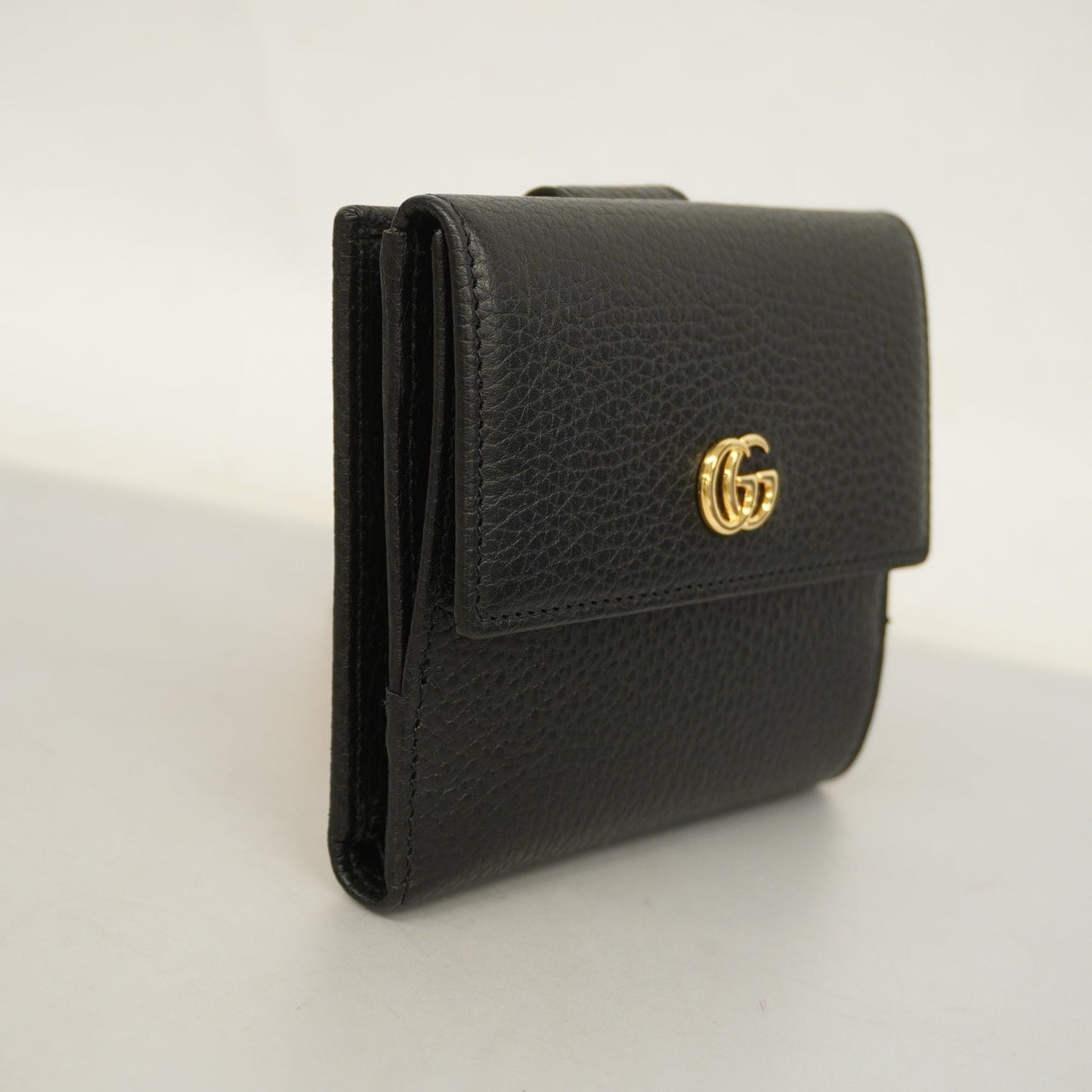 GUCCI Auth  GG Marmont Gold Hardware 456122 Women's Leather Wallet Black