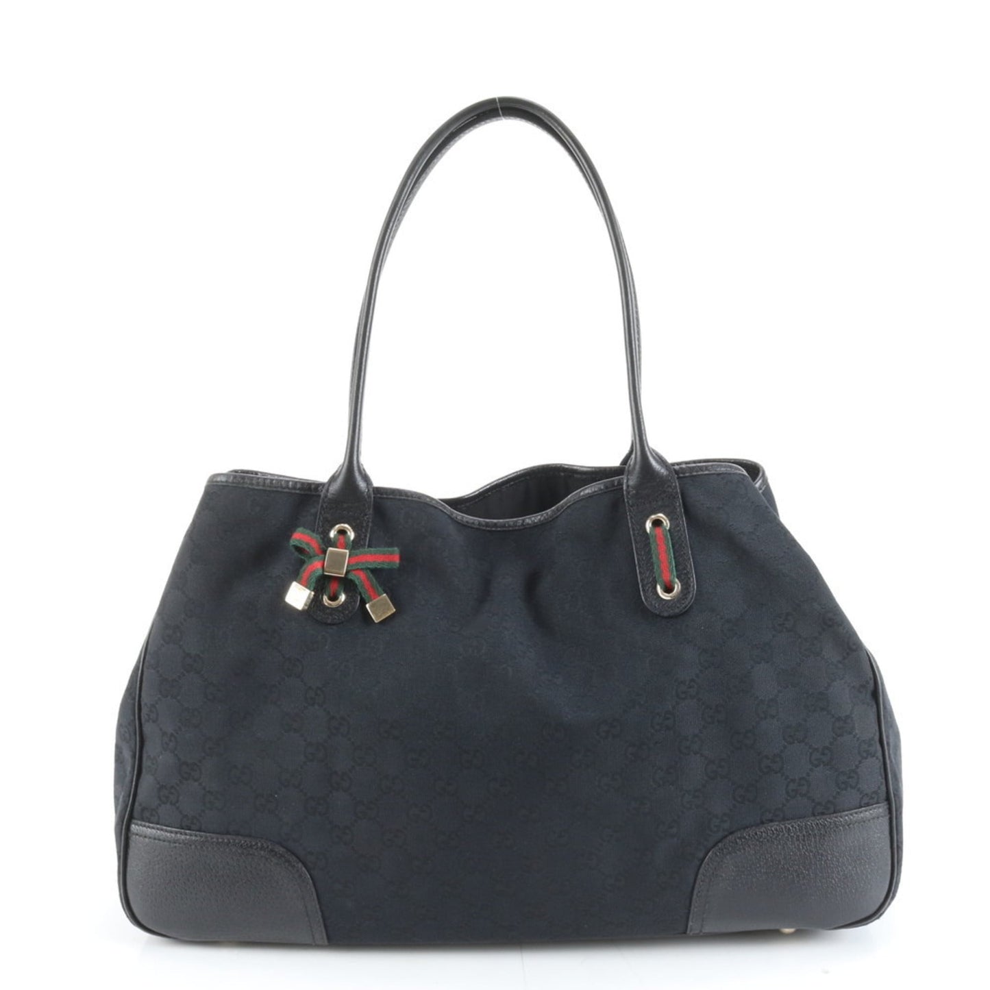 Gucci Black Leather Canvas Tote Bag ( )