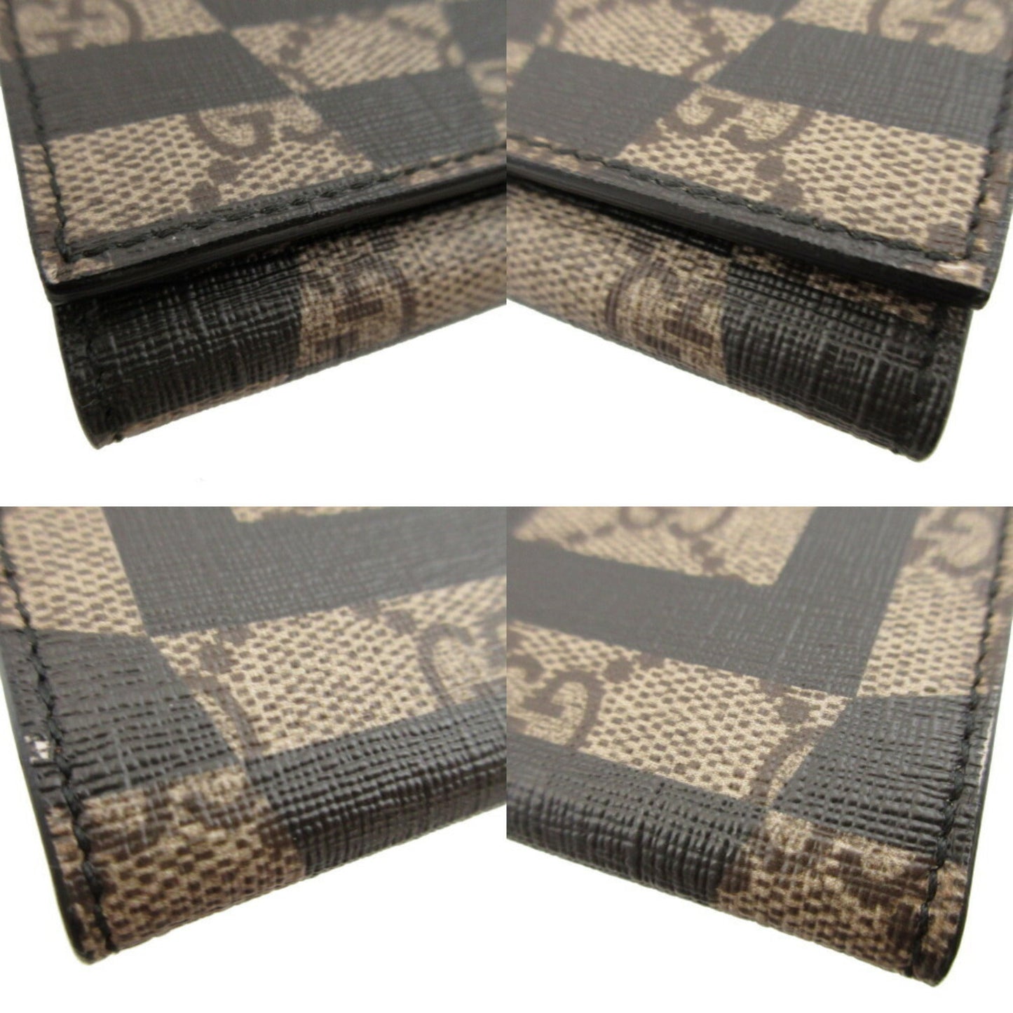 Gucci Beige Black Gg Canvas Leather Coin Purse/Coin Case ( )