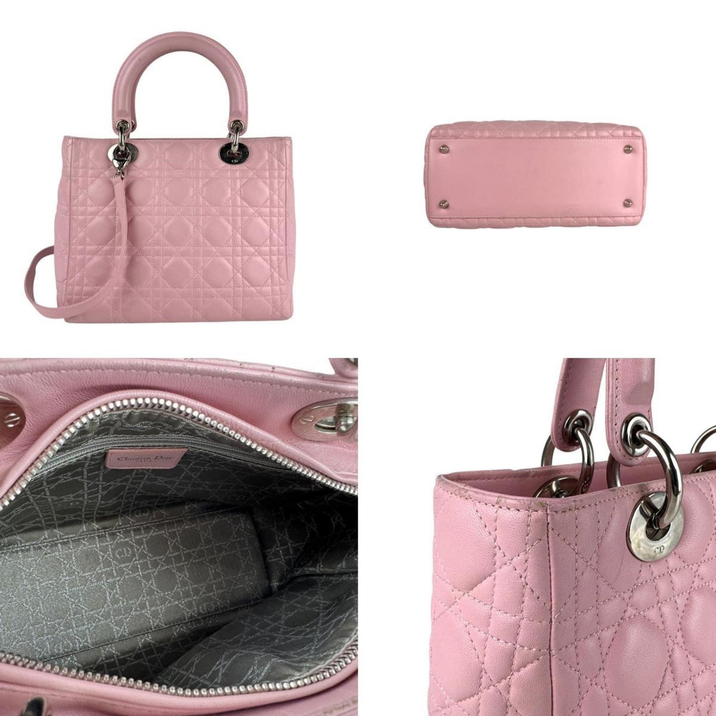 Christian Dior Pink Leather Handbag Shoulder Bag ()