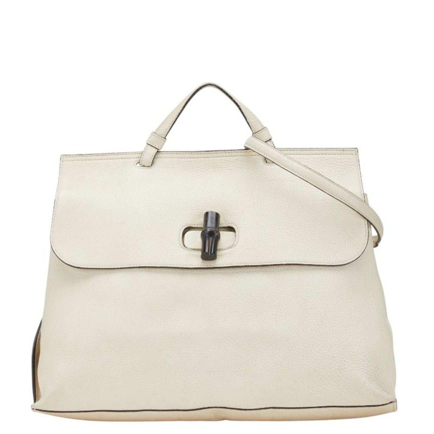 Gucci White Leather Shoulder Bag Tote Bag ( )