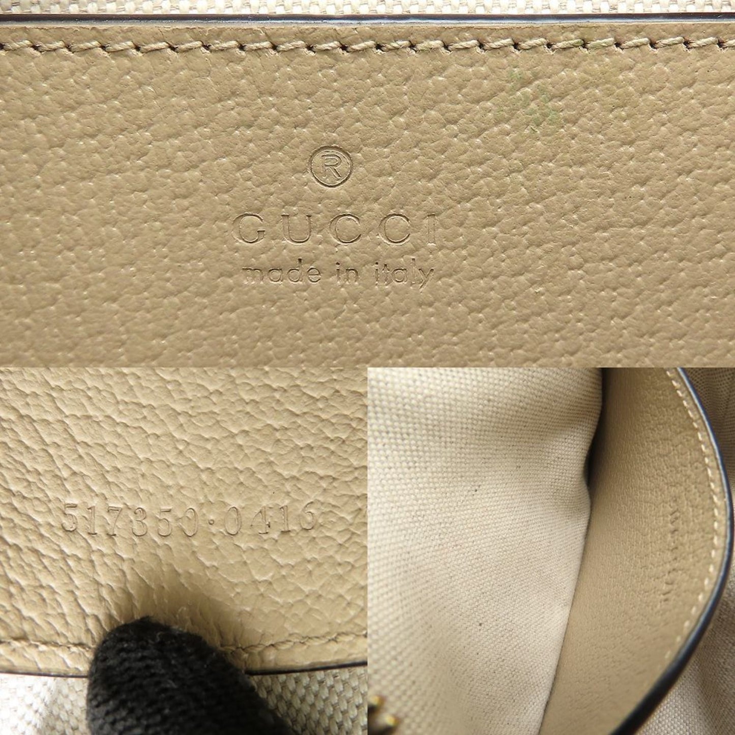 Gucci Beige White Gg Supreme Leather Shoulder Bag ( )