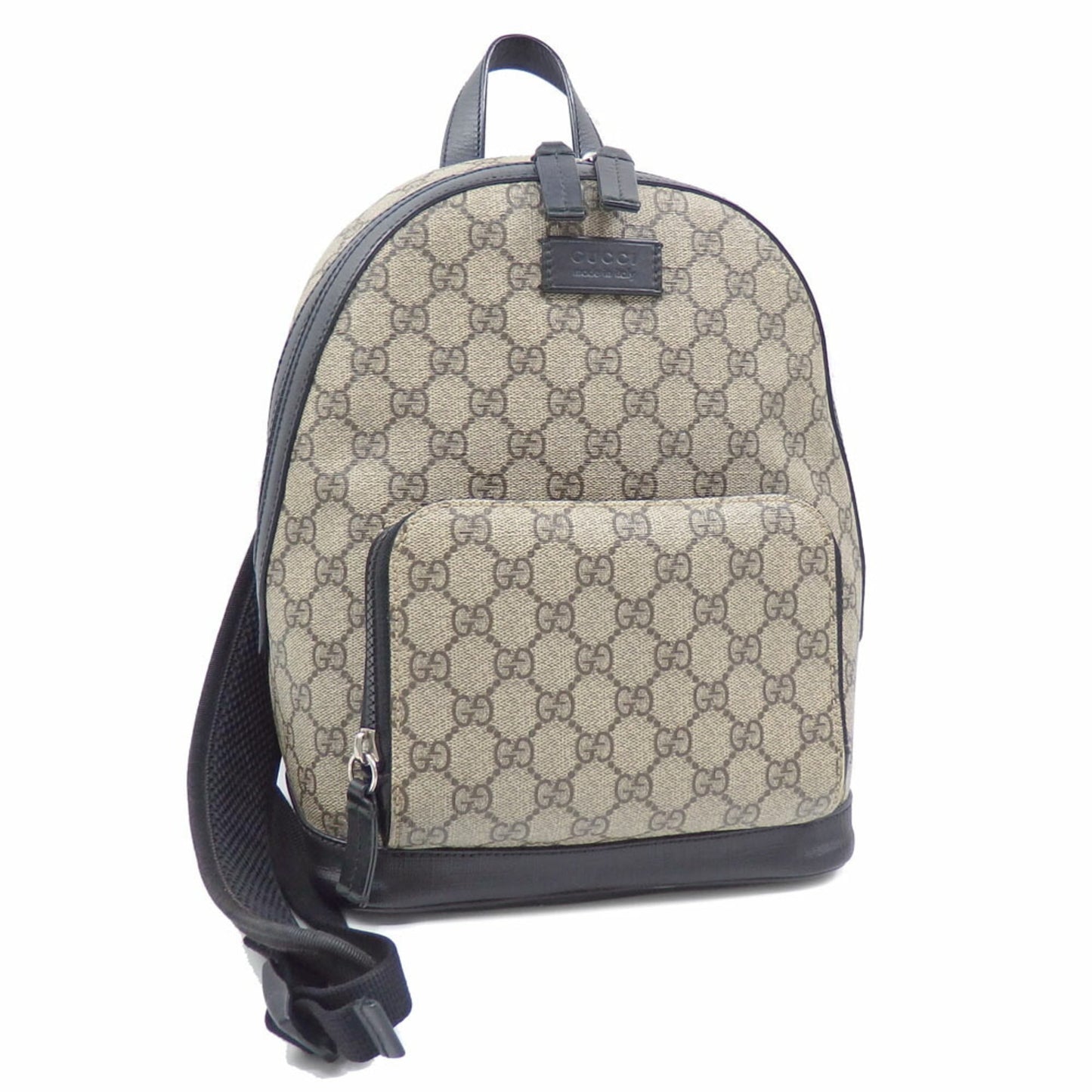 Gucci Beige Black Gg Supreme Leather Backpack ( )
