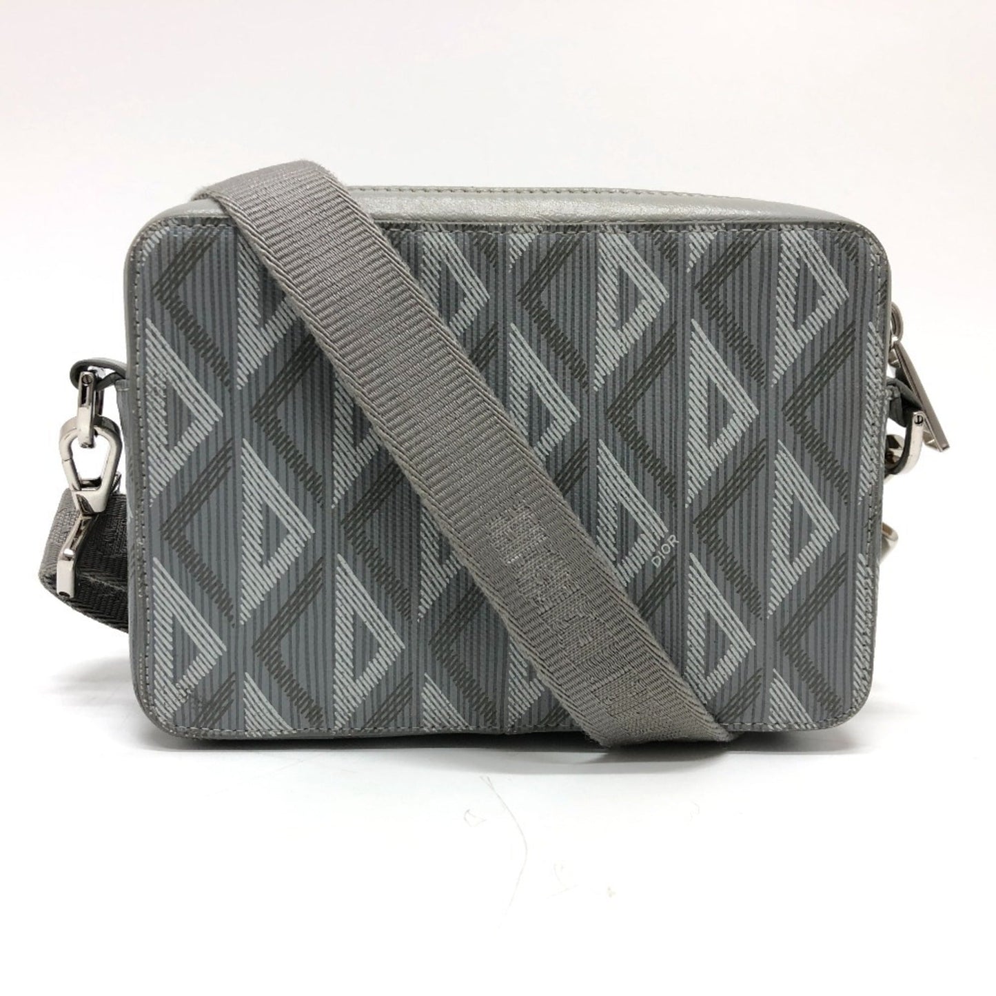 Christian Dior Gray Coated Canvas Leather Pochette Shoulder Bag ()