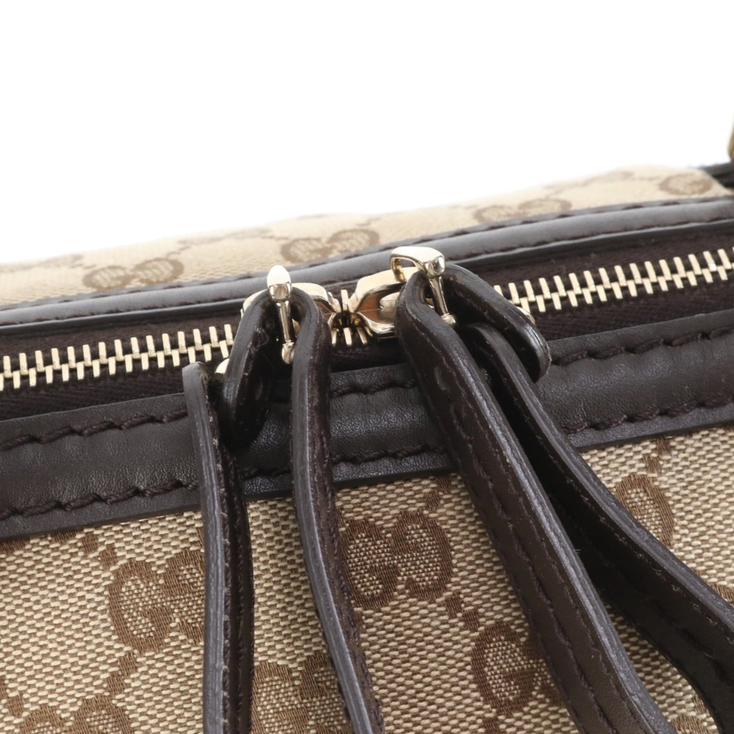 Gucci Brown Leather Canvas Shoulder Bag ( )