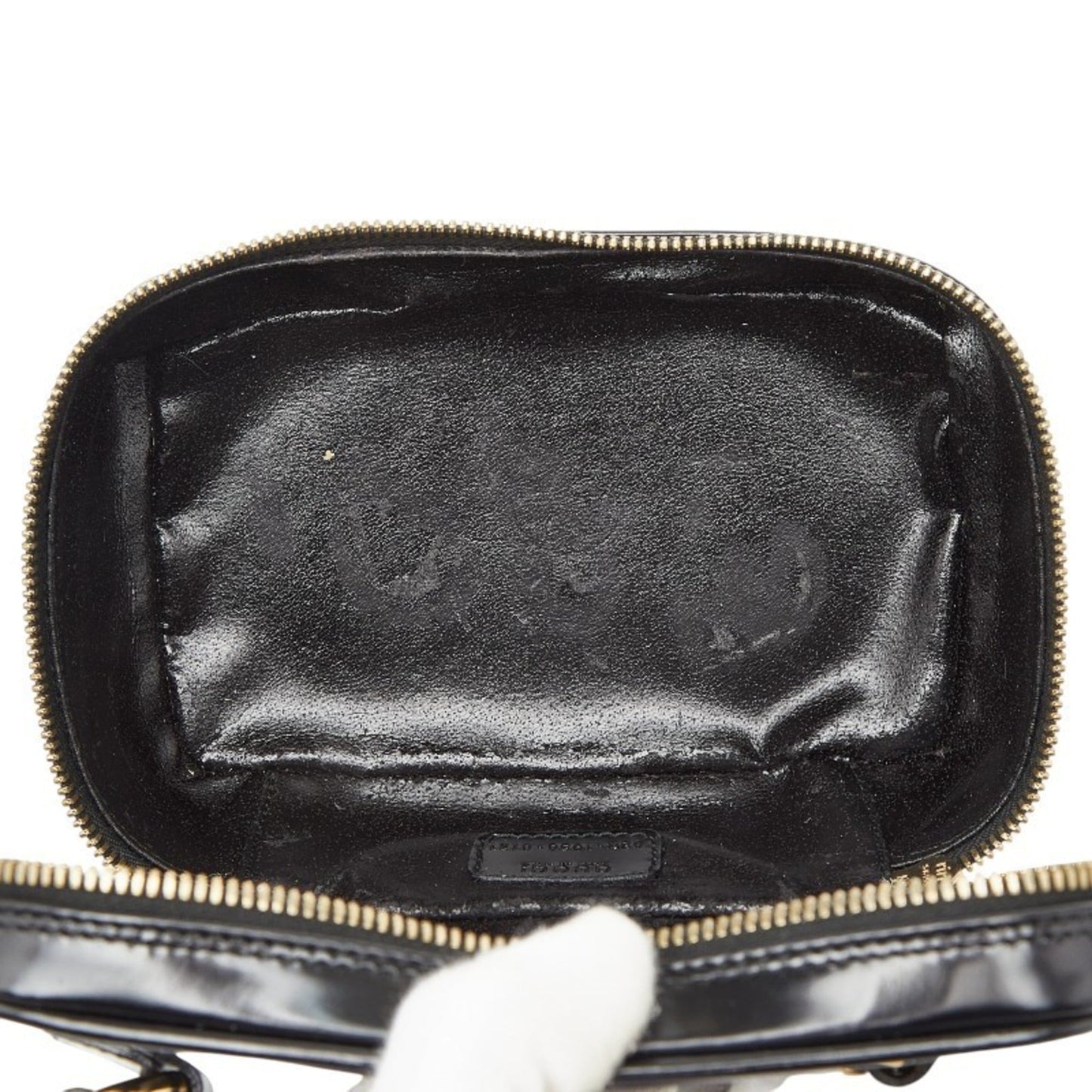 Gucci Black Leather Handbag Vanity Bag ( )