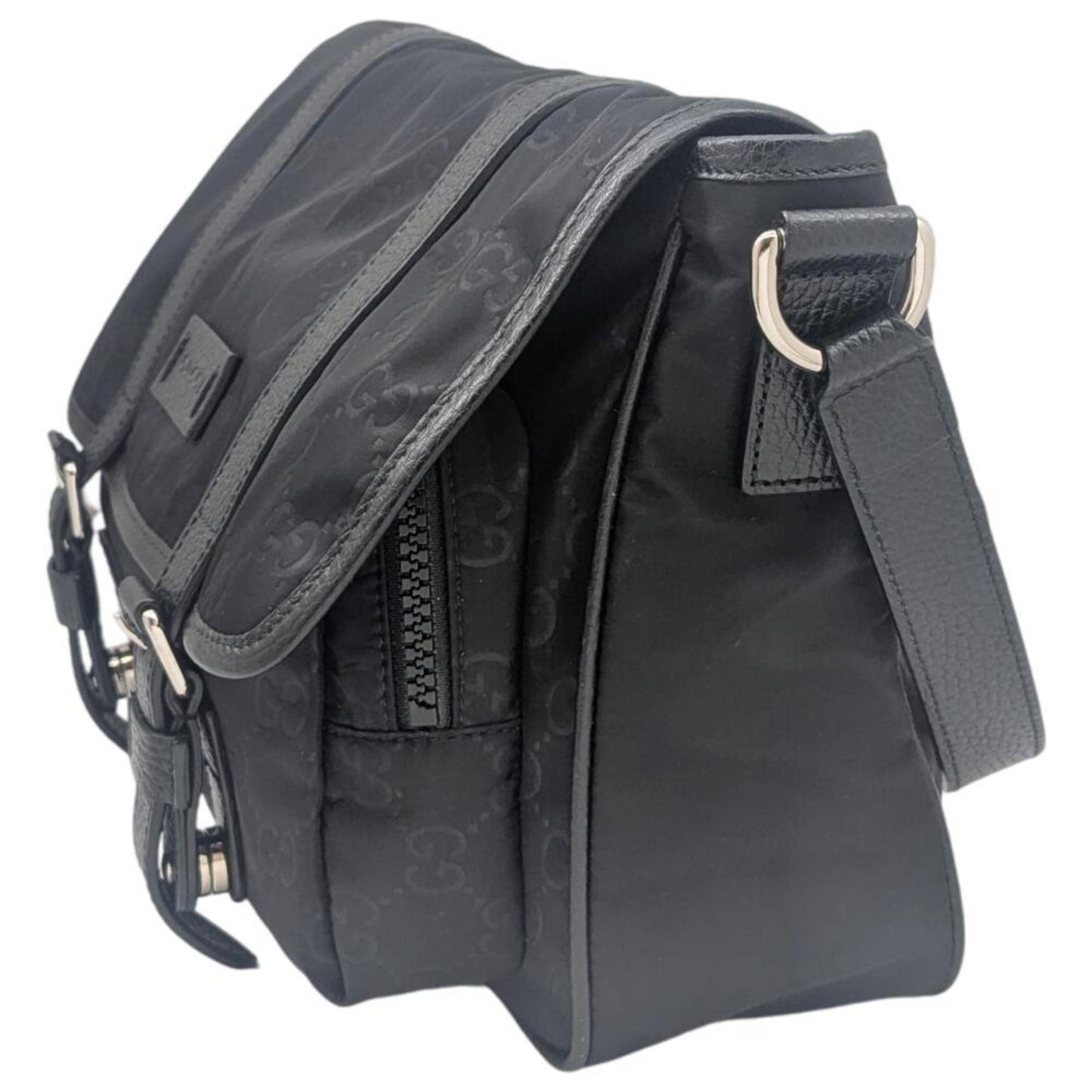 Gucci Black Nylon Leather Shoulder Bag ( )