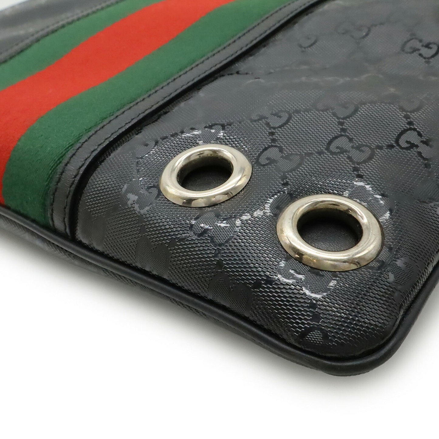 Gucci Black Green Red Color Gg ImprimÃ© Leather Shoulder Bag ( )