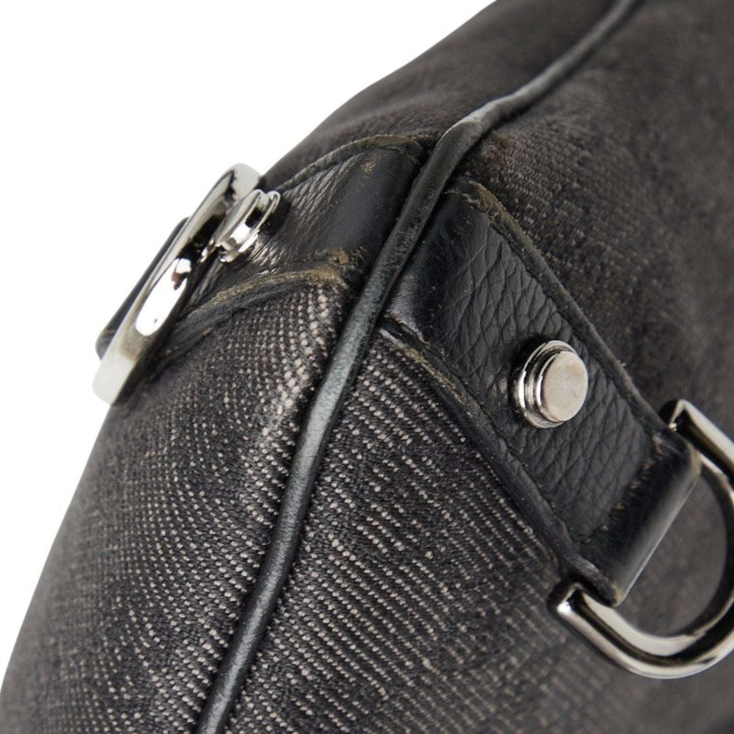 Gucci Black Canvas Leather Shoulder Bag ( )