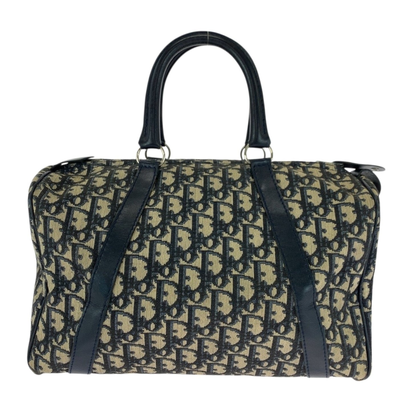 Christian Dior Ivory Navy Canvas Boston Bag Handbag ()