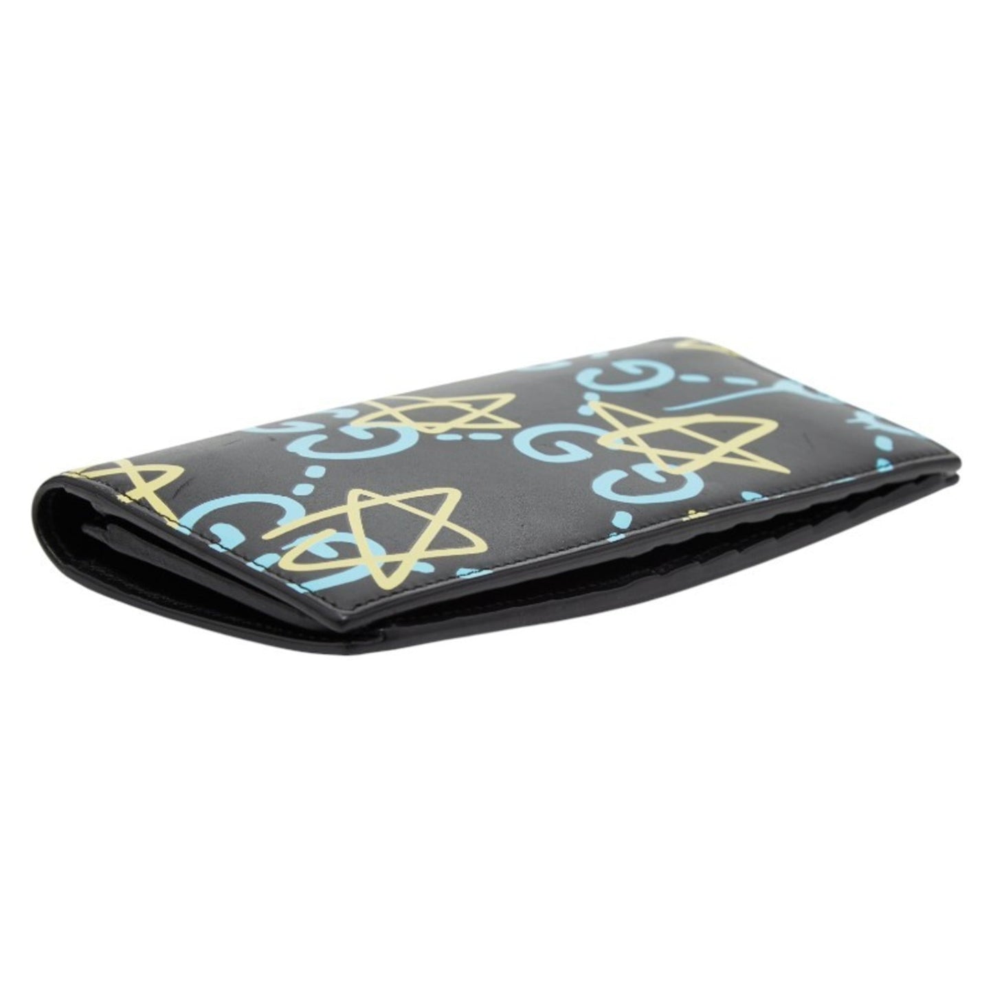 Gucci Black Blue Yellow Leather Long Wallet (Bi-Fold) ( )