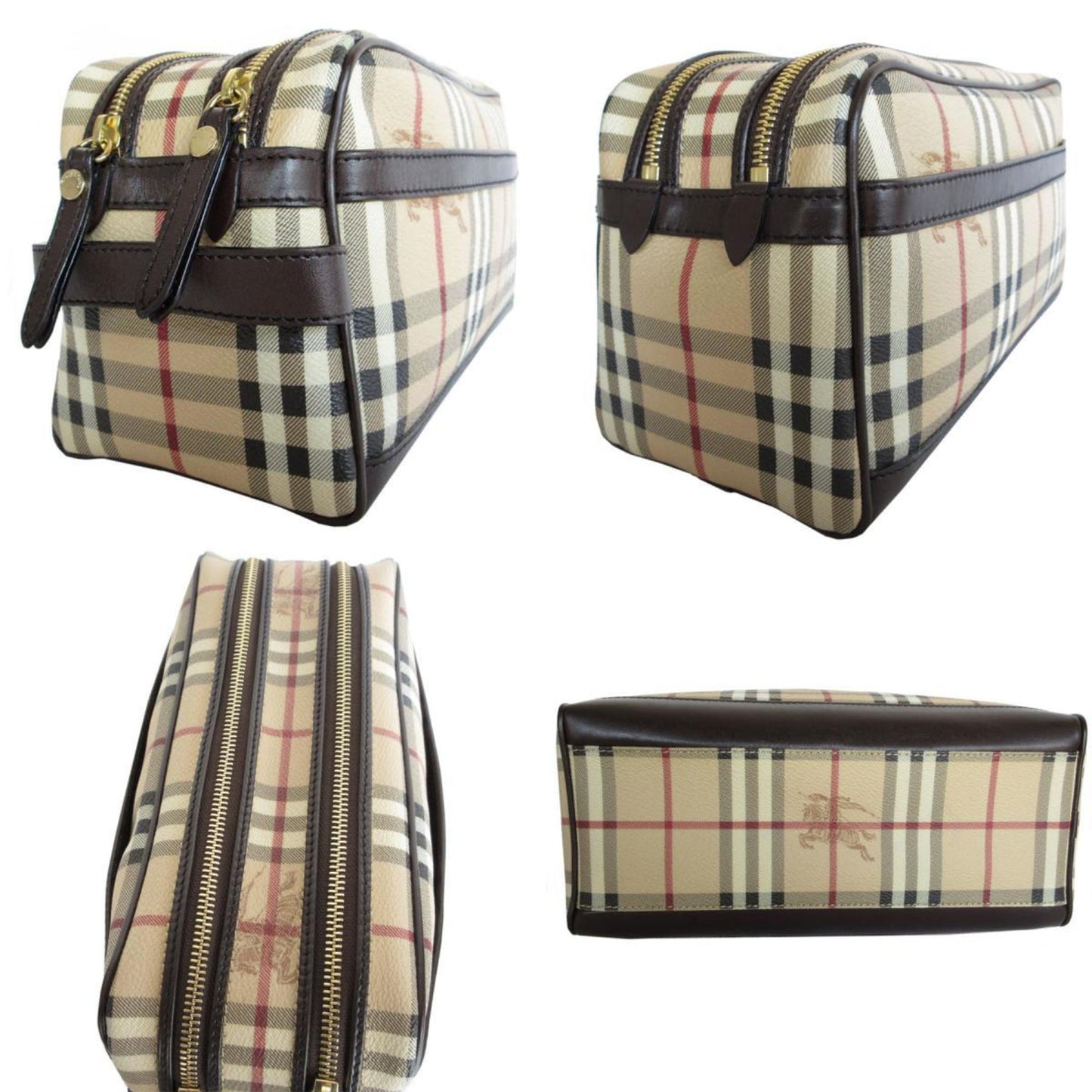 Burberry Beige Multi-Color Pvc Leather Clutch Bag ( )