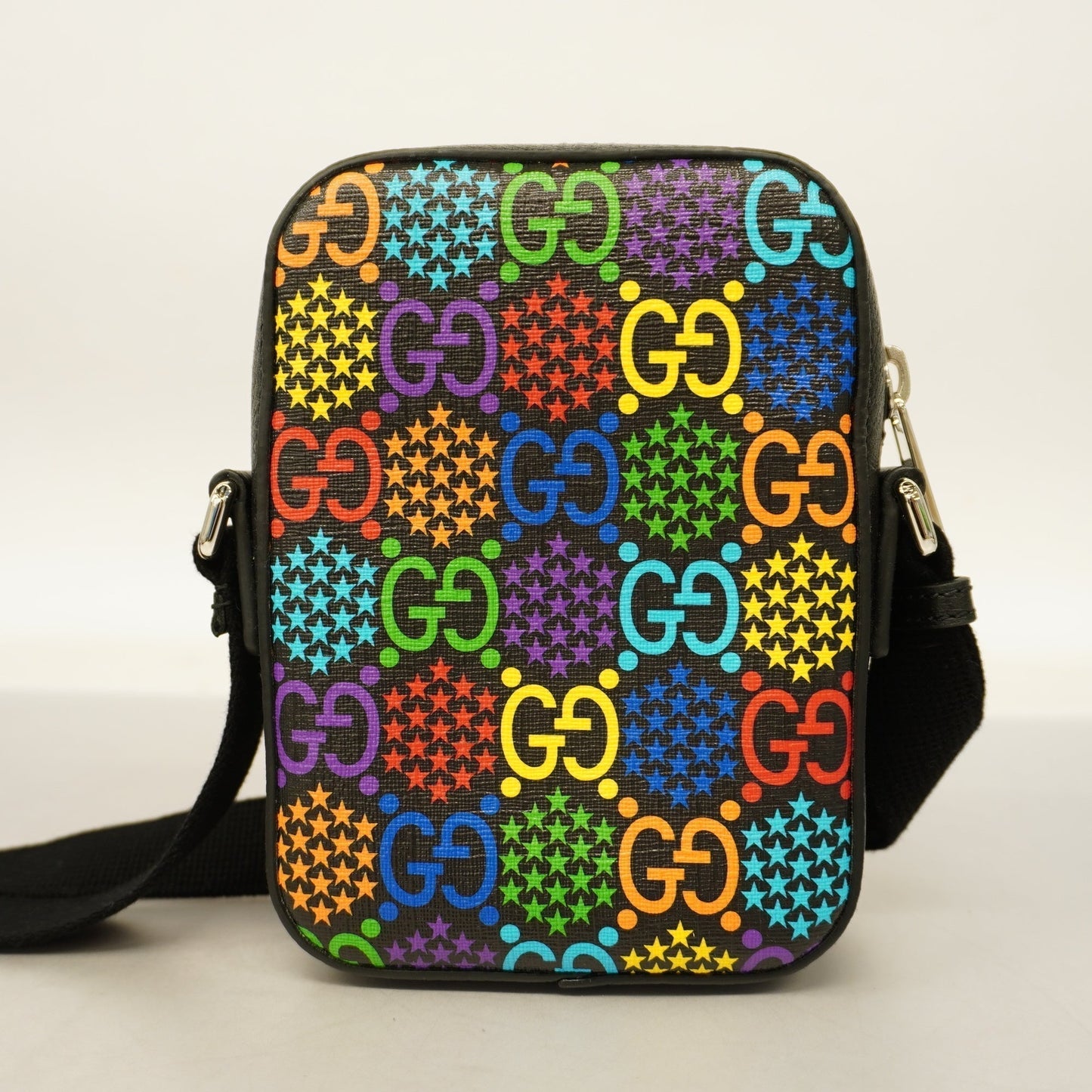 GUCCI Auth  GG Psychedelic 598103 PVC Shoulder Bag Black