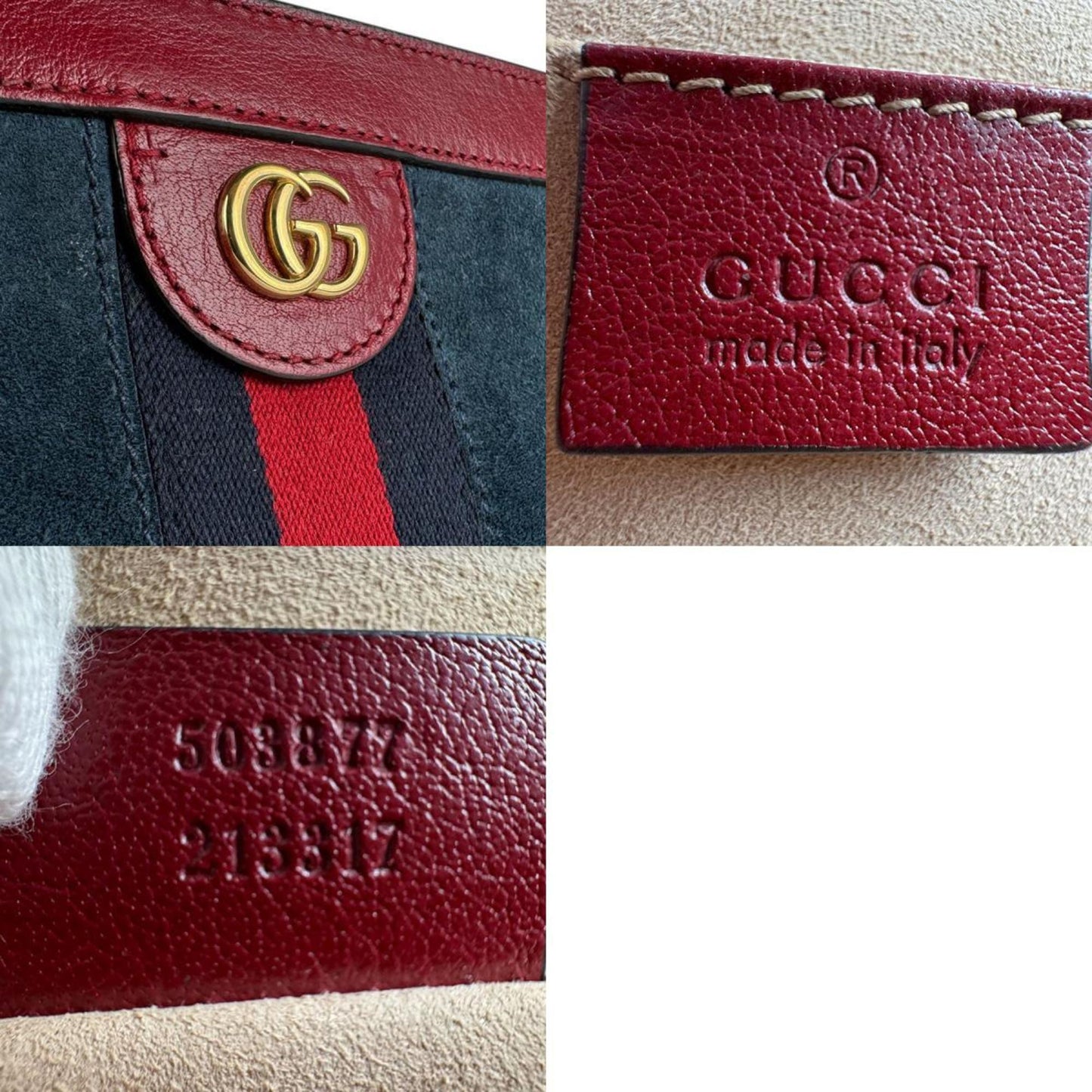 Gucci Dark Red Navy Suede Leather Shoulder Bag ( )