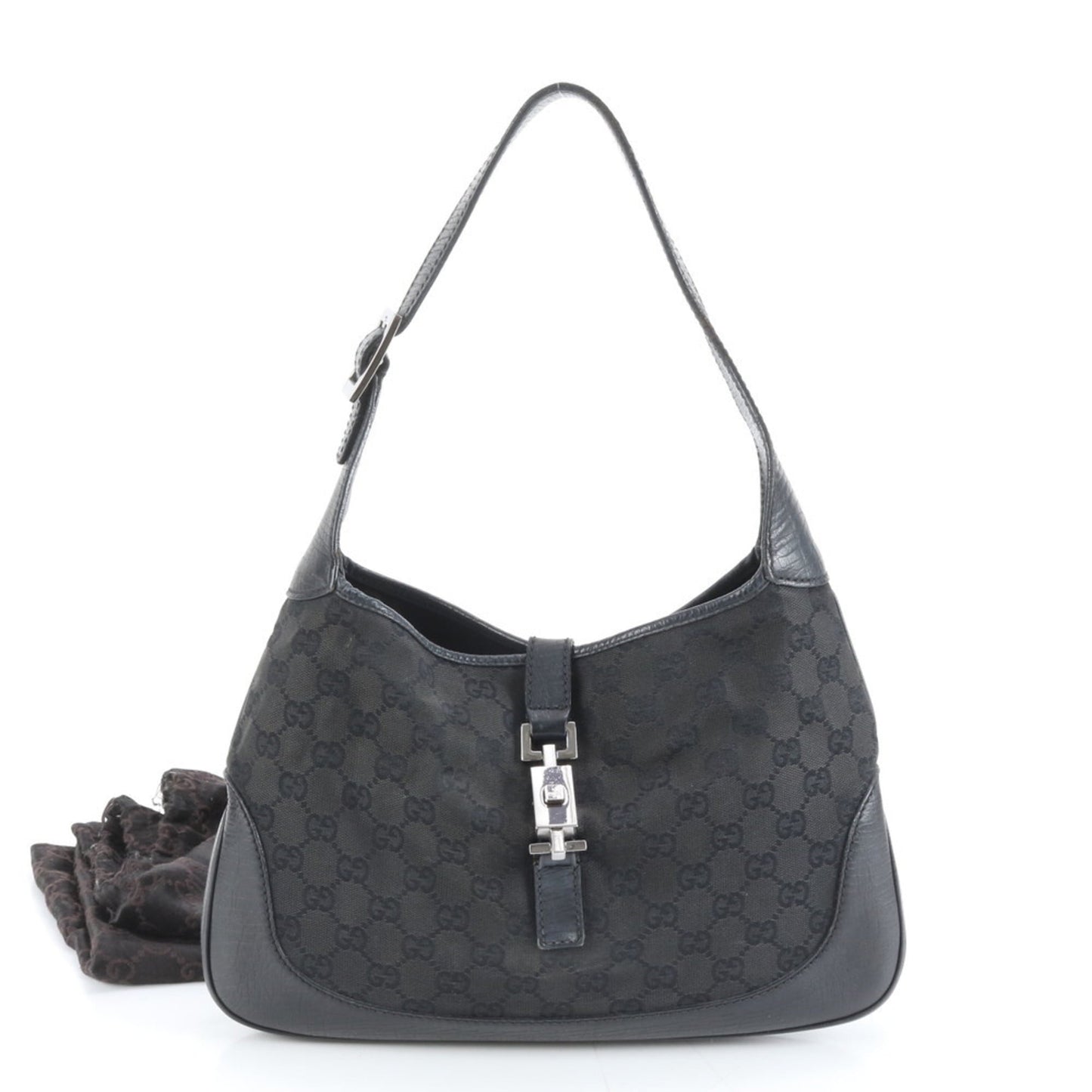 Gucci Black Leather Canvas Shoulder Bag ( )