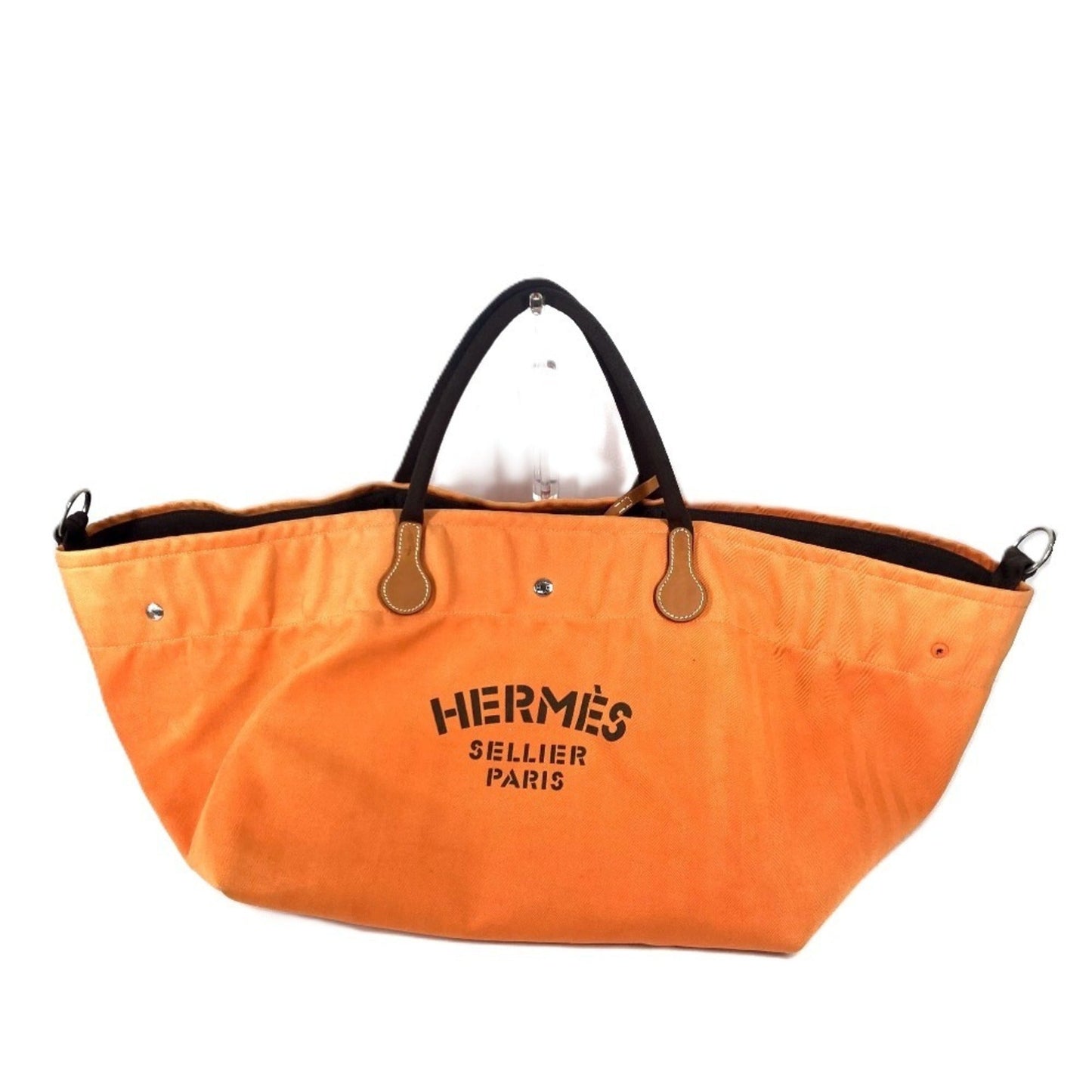 Hermes Orange Canvas Boston Bag Shoulder Bag ( )