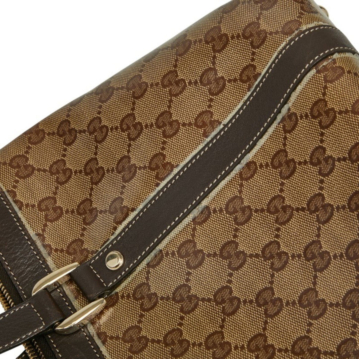 Gucci Gg Crystal Beige Brown Pvc Leather Tote Bag ( )