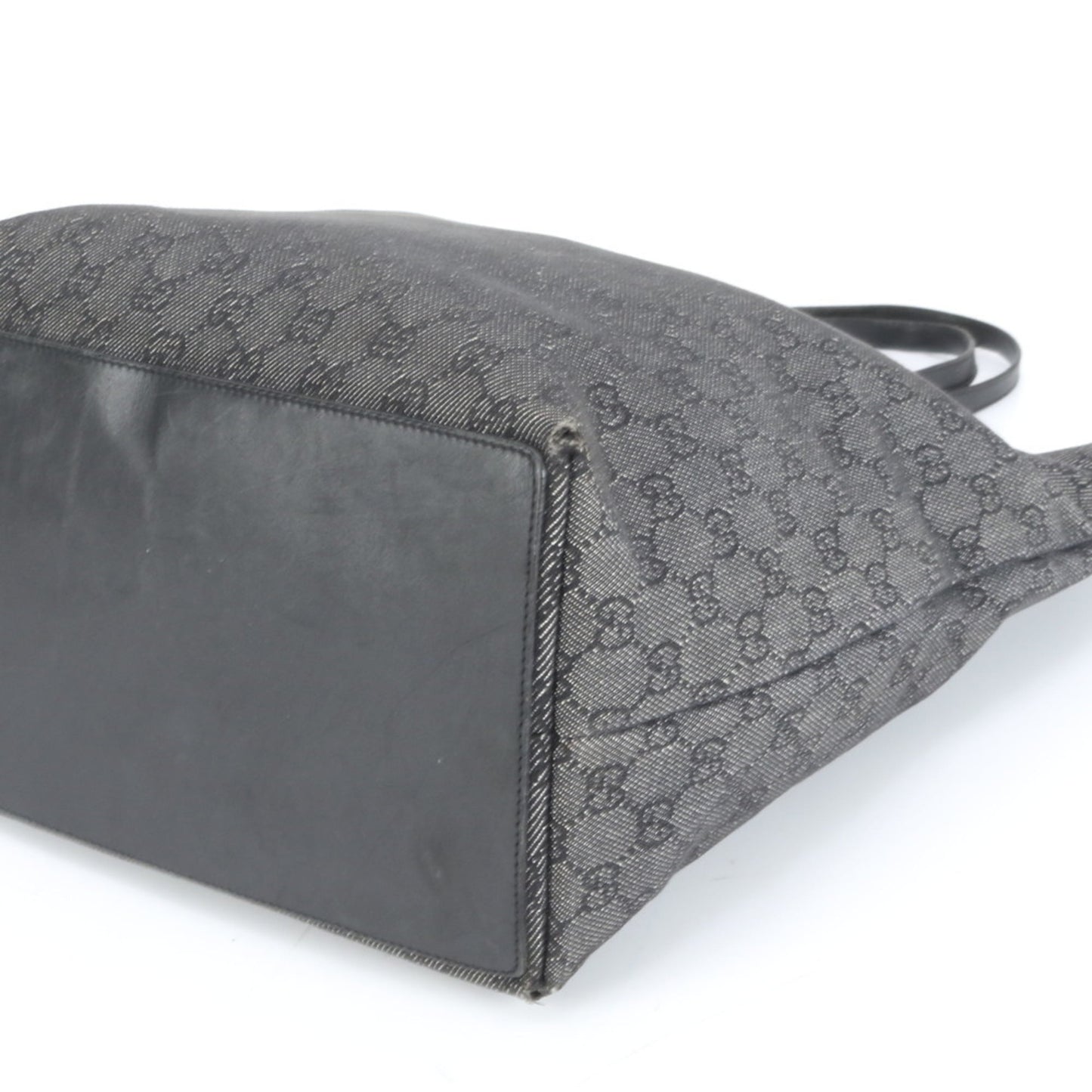 Gucci Black Leather Canvas Tote Bag ( )