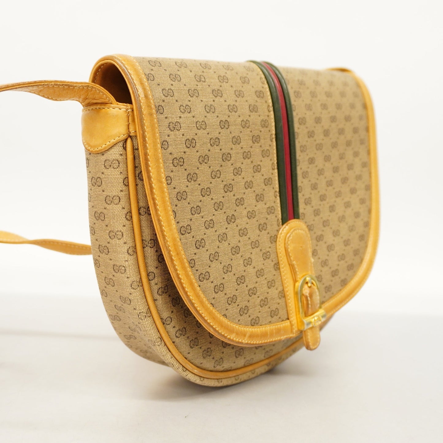 GUCCI Auth  Sherry Line Micro GG 007 89 1095 Women's PVC Shoulder Bag Beige