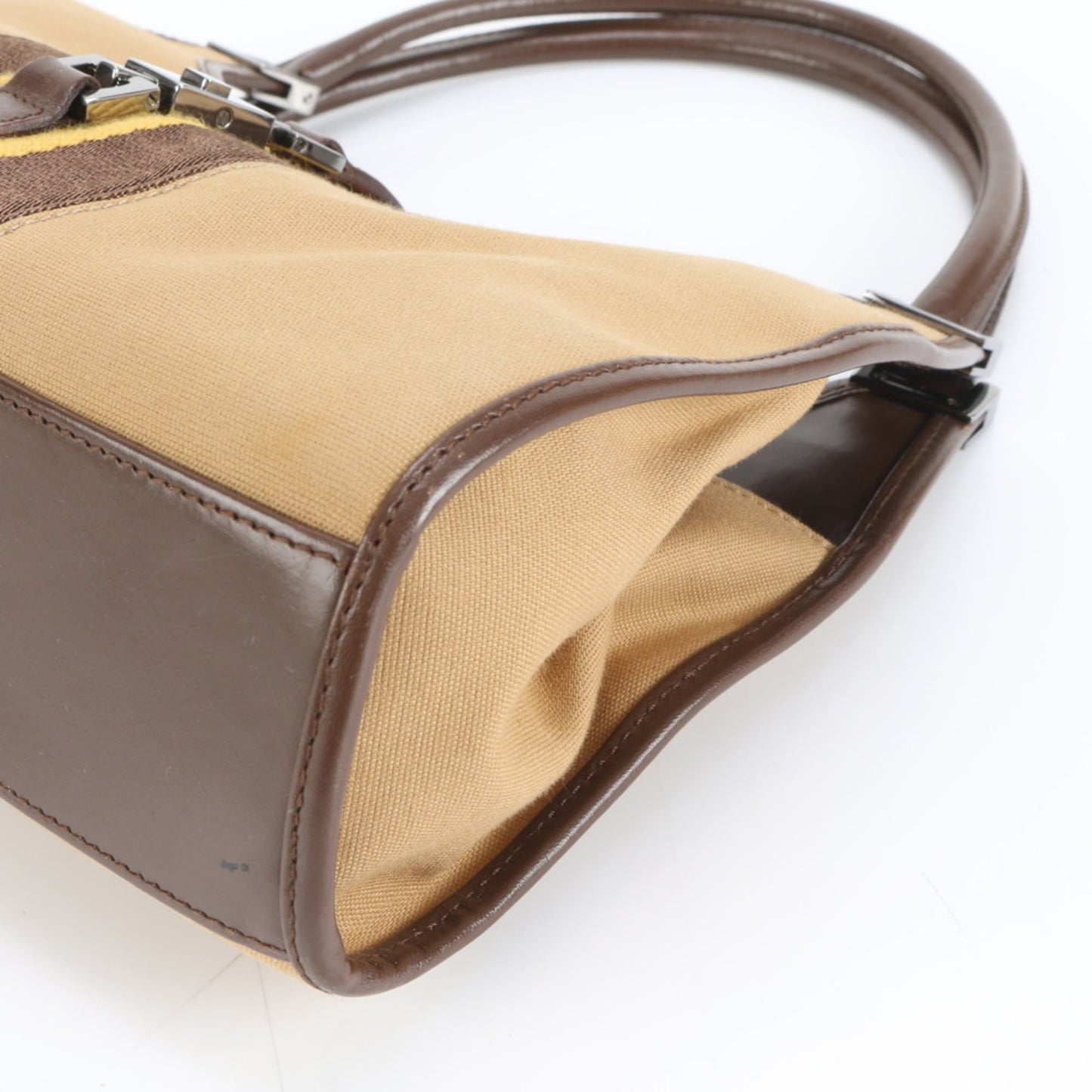 Gucci Brown Leather Canvas Shoulder Bag ( )