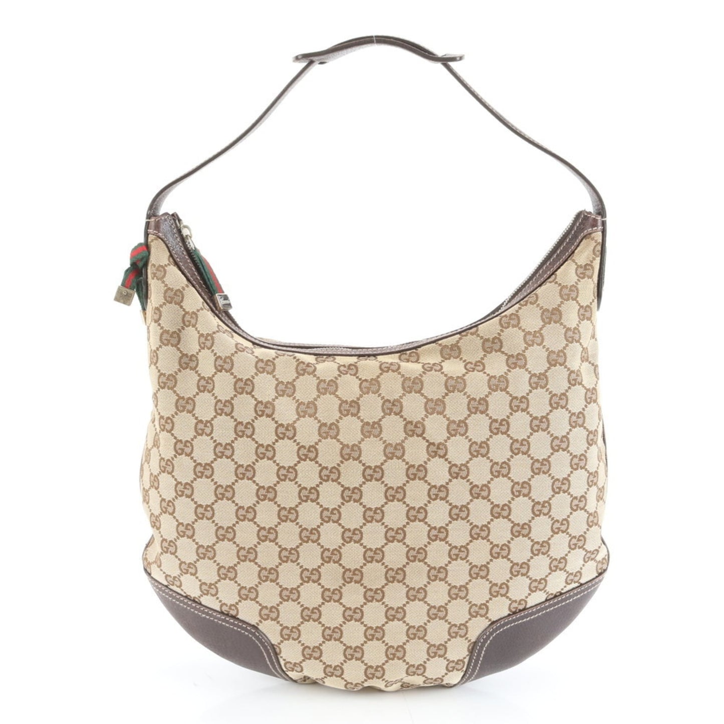 Gucci Brown Leather Canvas Shoulder Bag ( )