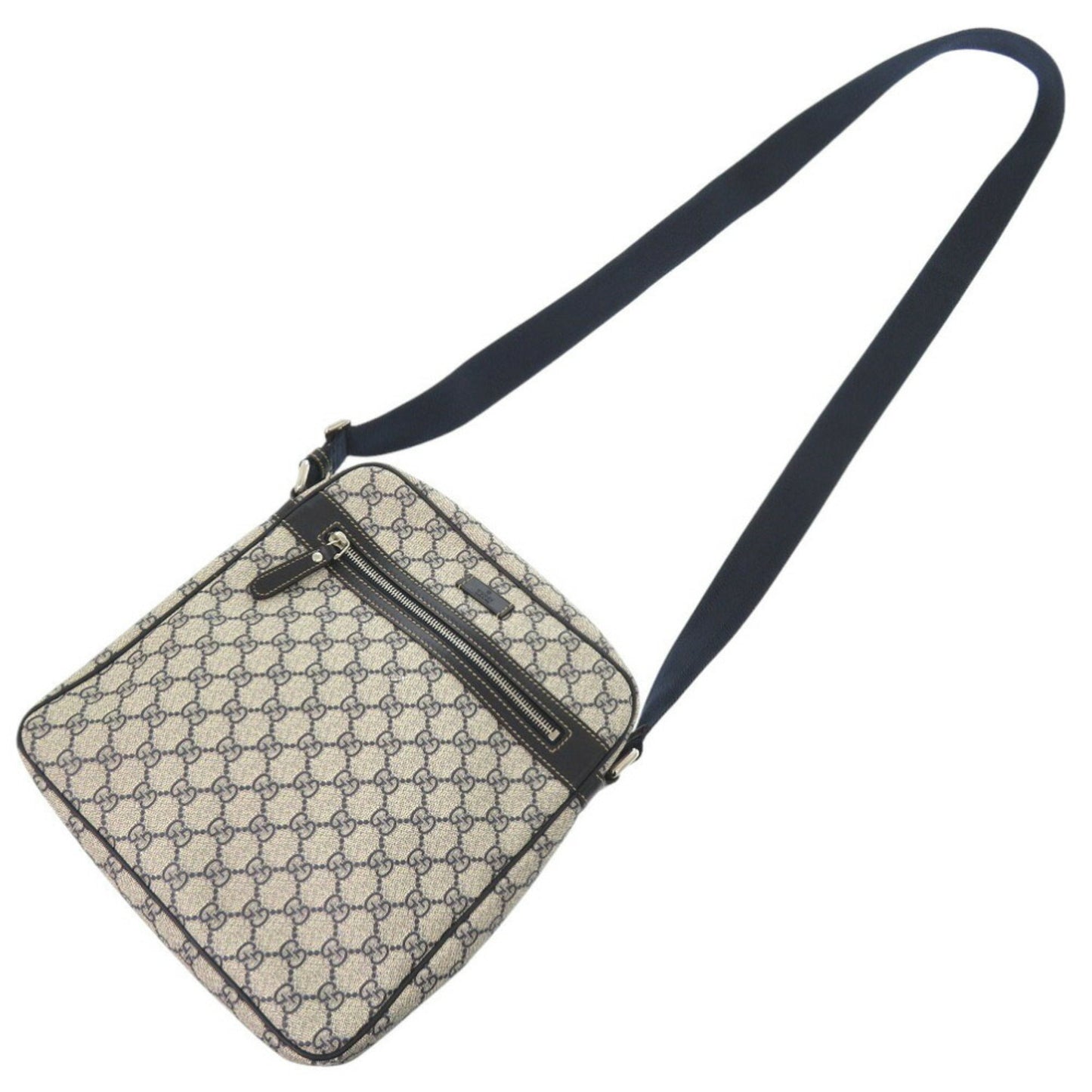 Gucci Beige Navy Gg Supreme Shoulder Bag ( )