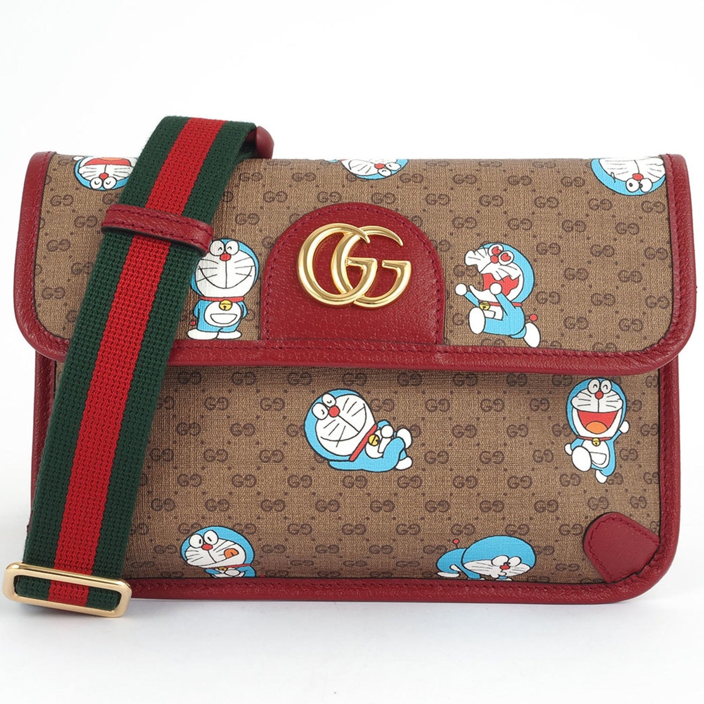 Gucci Beige Bordeaux Pvc Leather Sling Bag ( )