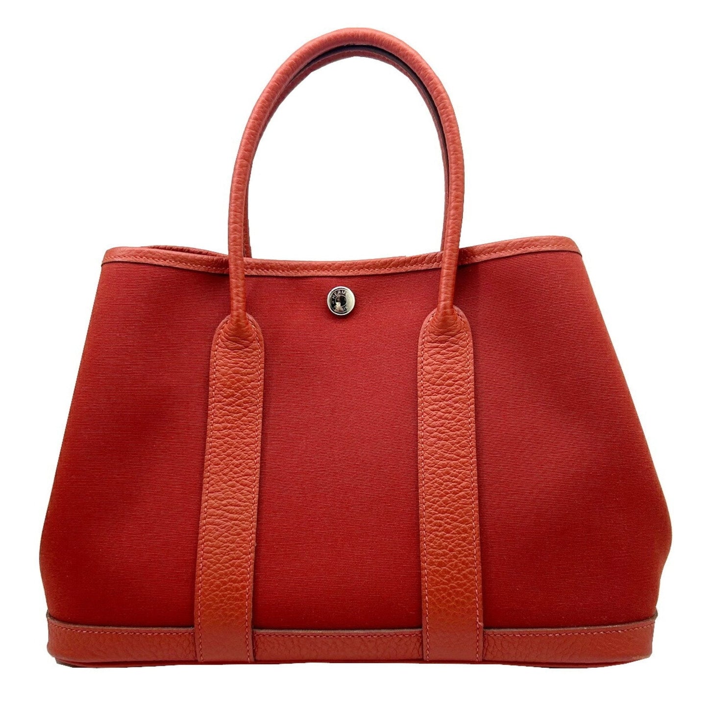 Hermes Red Color Toile H Tote Bag ( )
